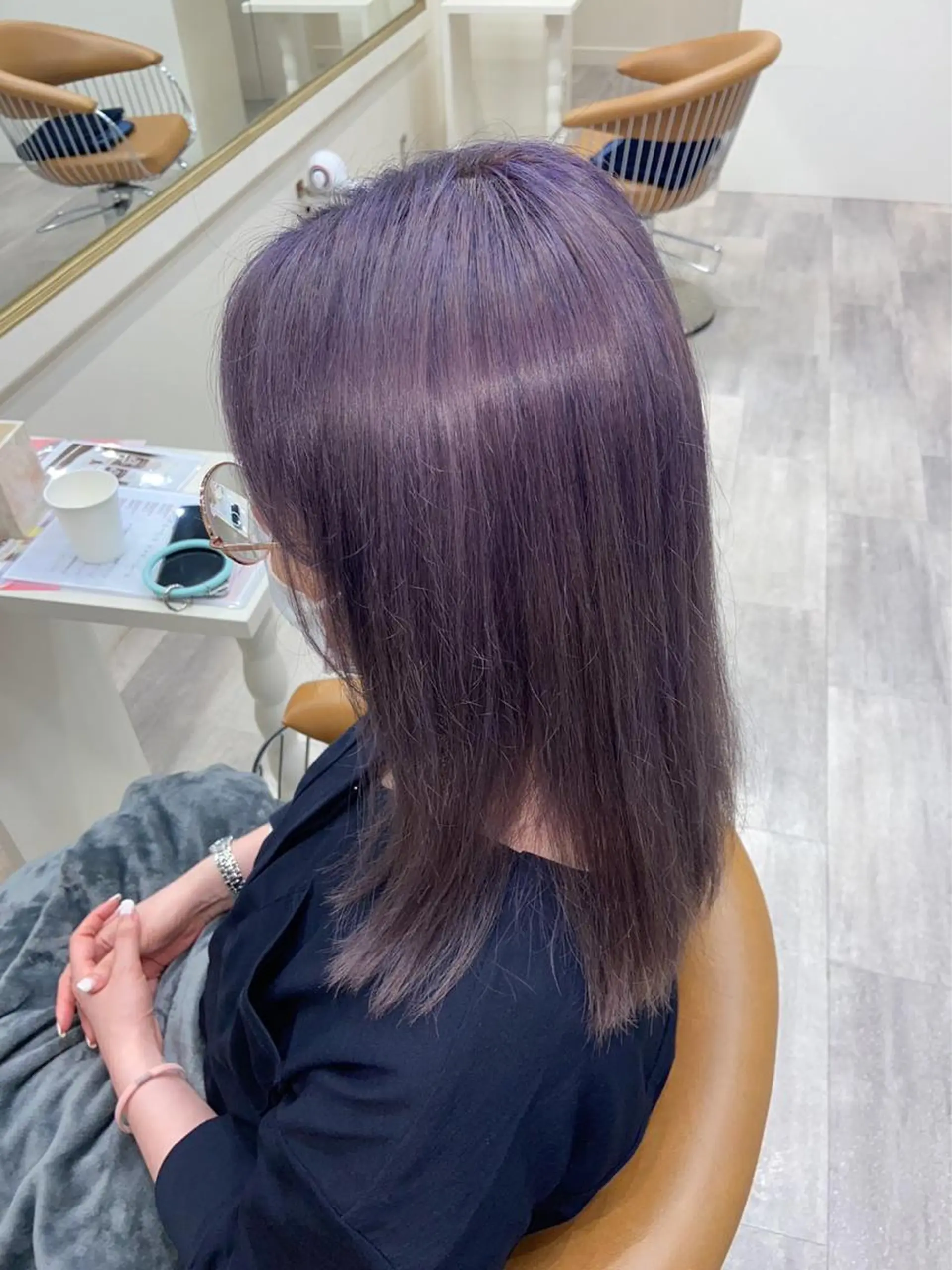 ミディアム カラー パープルカラー トリートメント ヘアカラー トリートメント ワタナベ リリコのヘアスタイル
