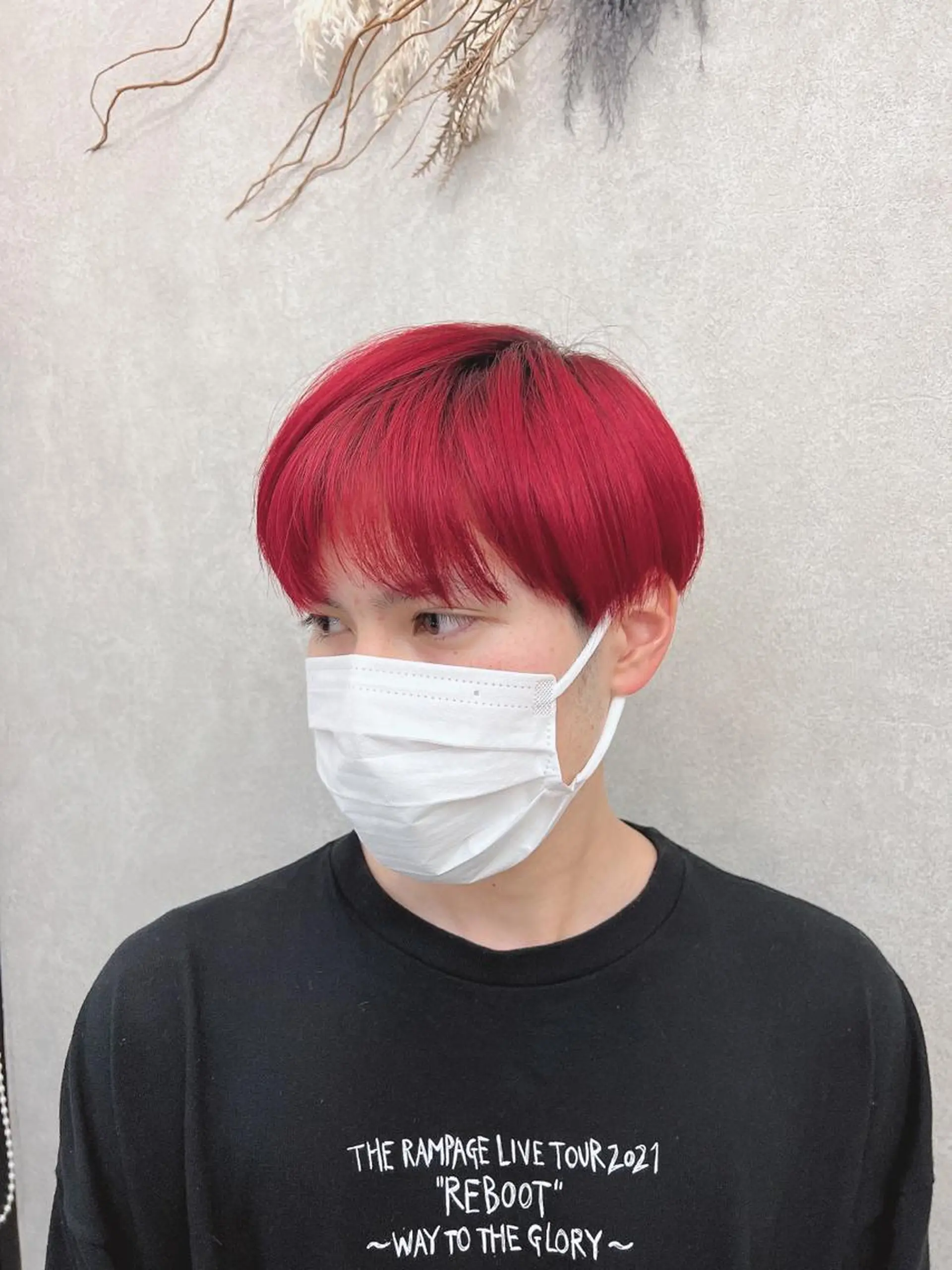 ショート カラー メンズ メンズブリーチ マッシュ ブリーチ レッドカラー Seasonal〜（シーズナル）所属・伊藤 早人のヘアスタイル