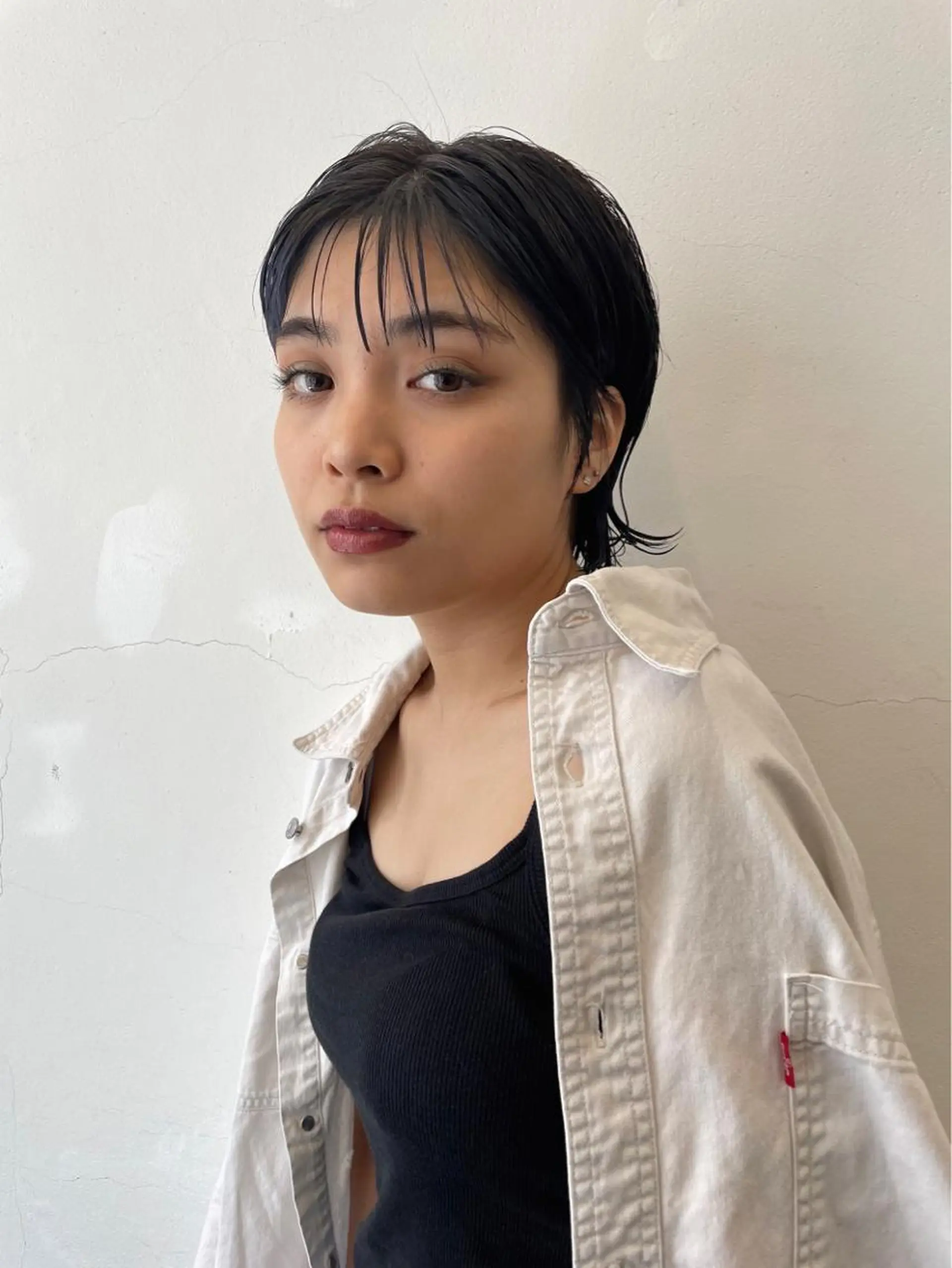 ショート カラー 黒髪 ブルーカラー ブルーブラック 🎀ミカ/レイヤー/ 韓国ヘア/原宿🎀のヘアスタイル