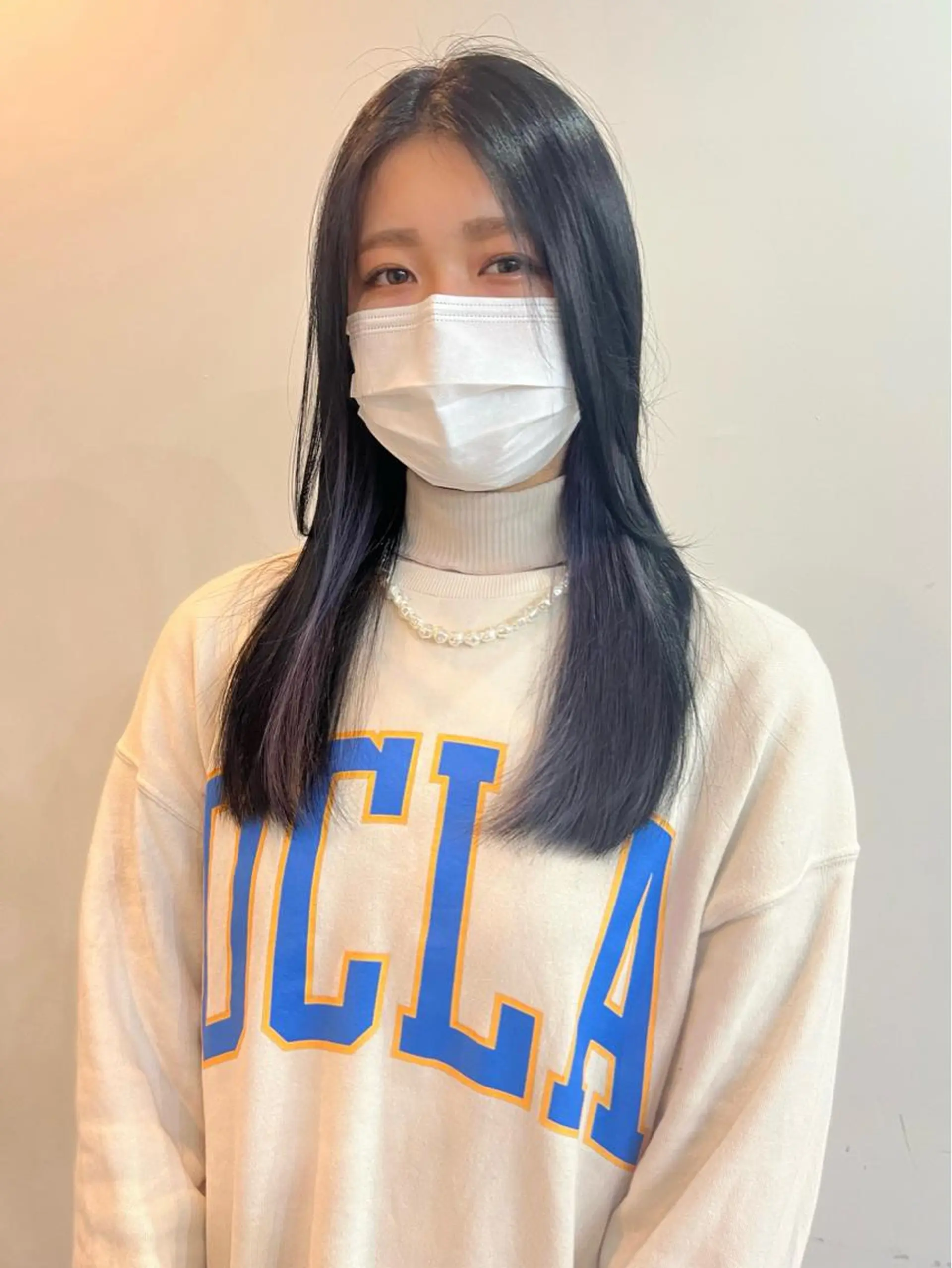 ロング カラー ラベンダーカラー ヘアカラー 切りっぱなしボブ/ ブリーチカラー/大塚のヘアスタイル