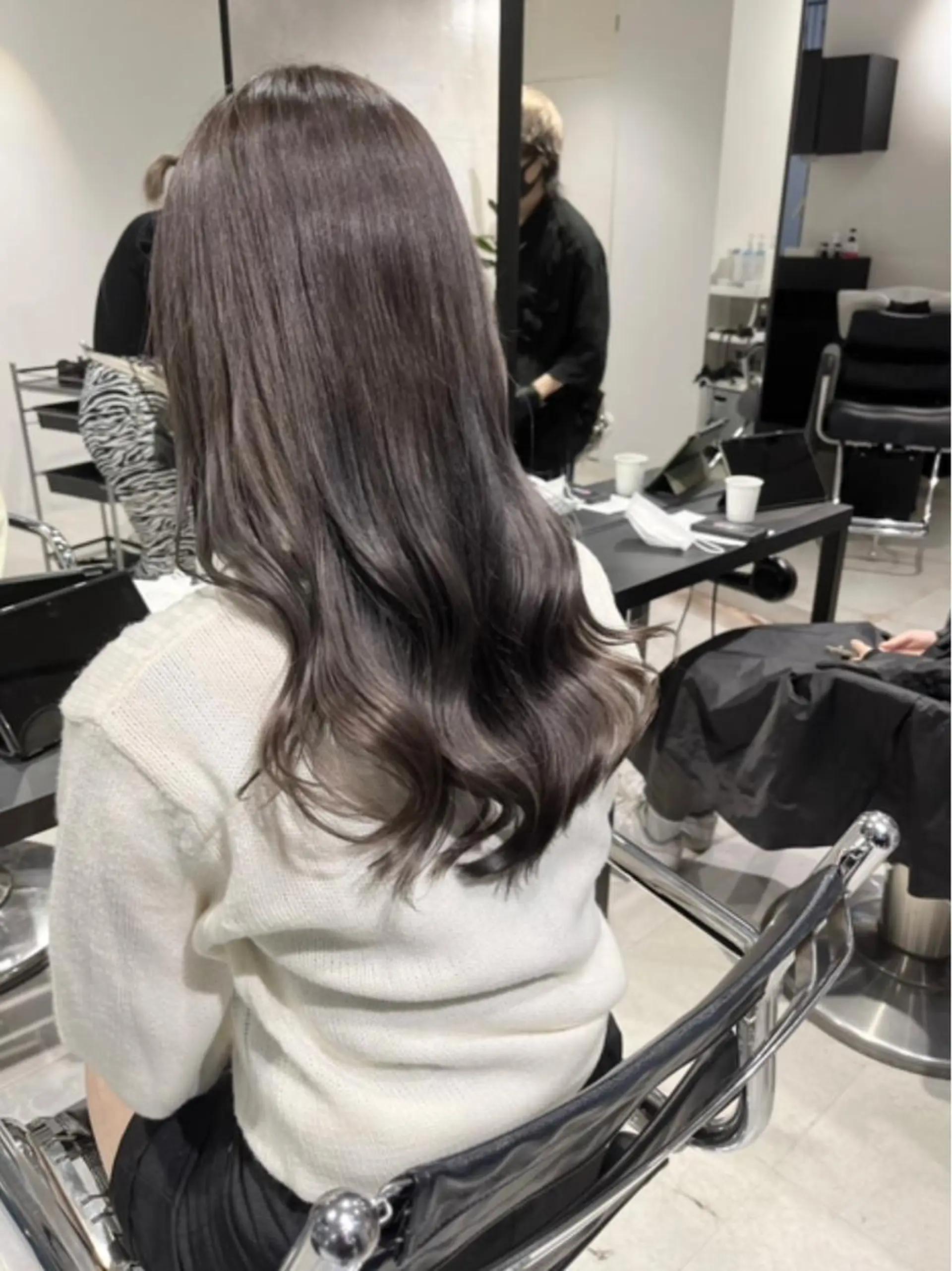 セミロング カラー パーマ ヘアアレンジ ヘアカラー トリートメント 透明感/オリーブ/ グレージュ/YUKAのヘアスタイル