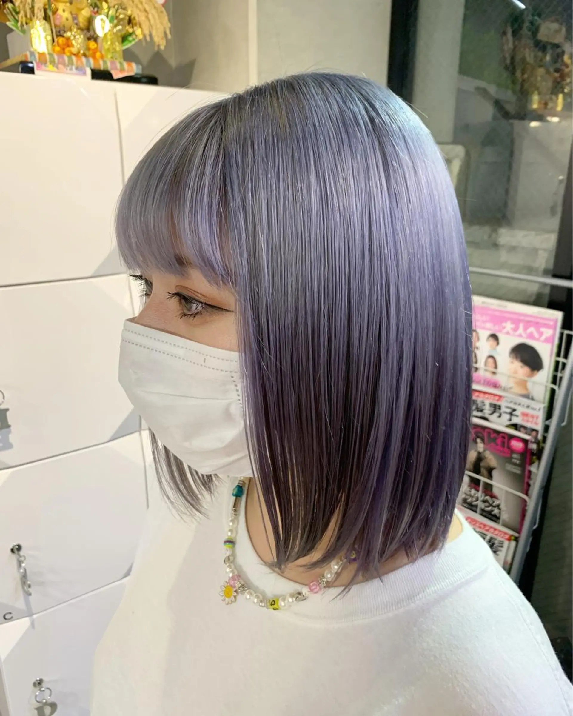 ミディアム カラー 黒髪 ブリーチ ケアブリーチ 中性ウルフカット ケアブリーチ/ケイトのヘアスタイル