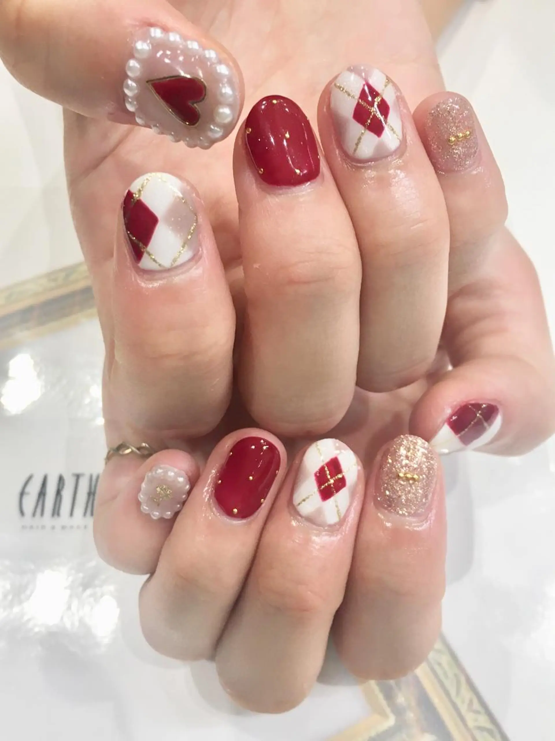 ネイル 冬ネイル クリスマス ハンドネイル 佐藤 まりえのネイルデザイン