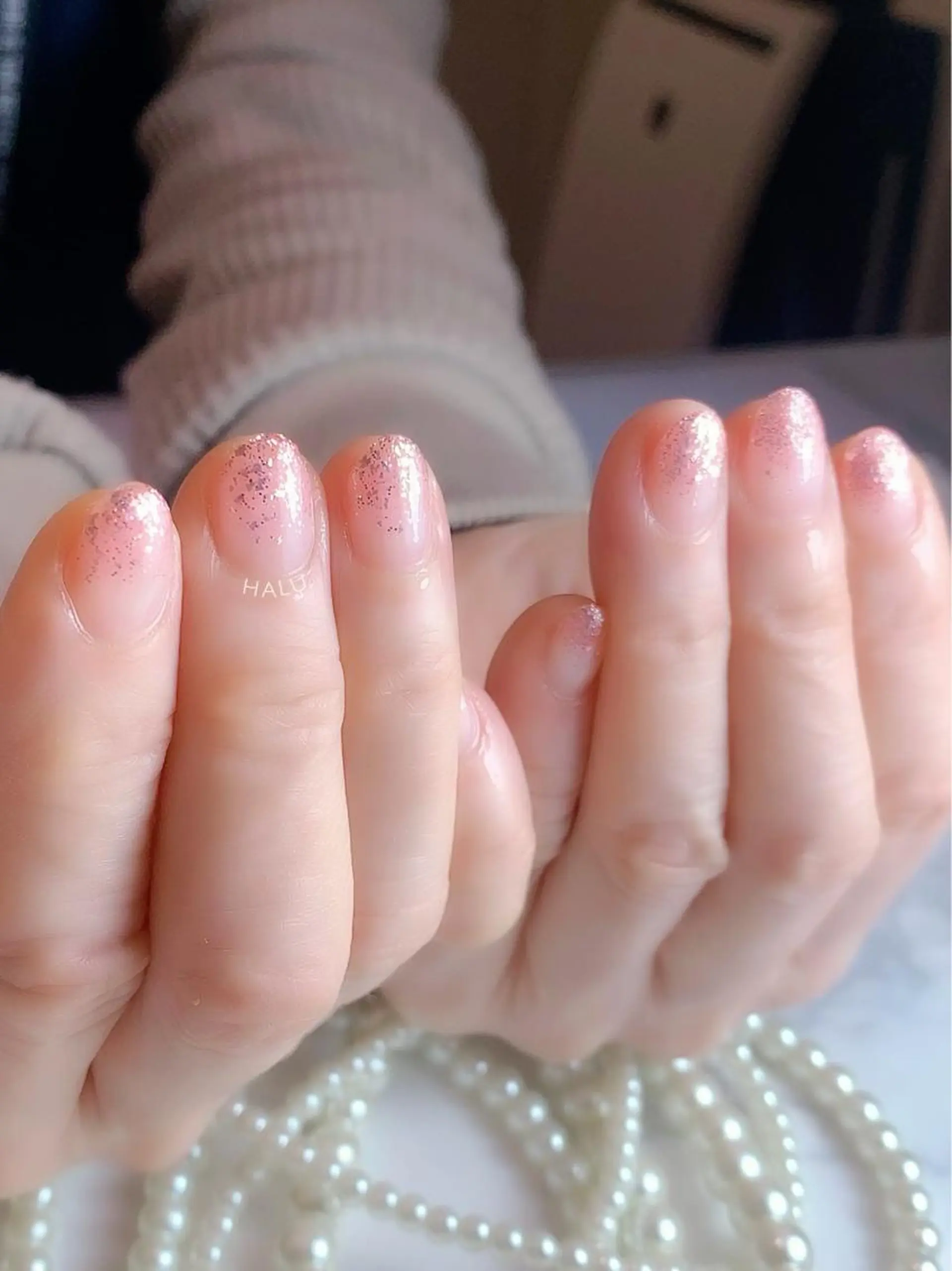 ネイル ラメ(グリッター) ピンク HALU ハルのネイルデザイン