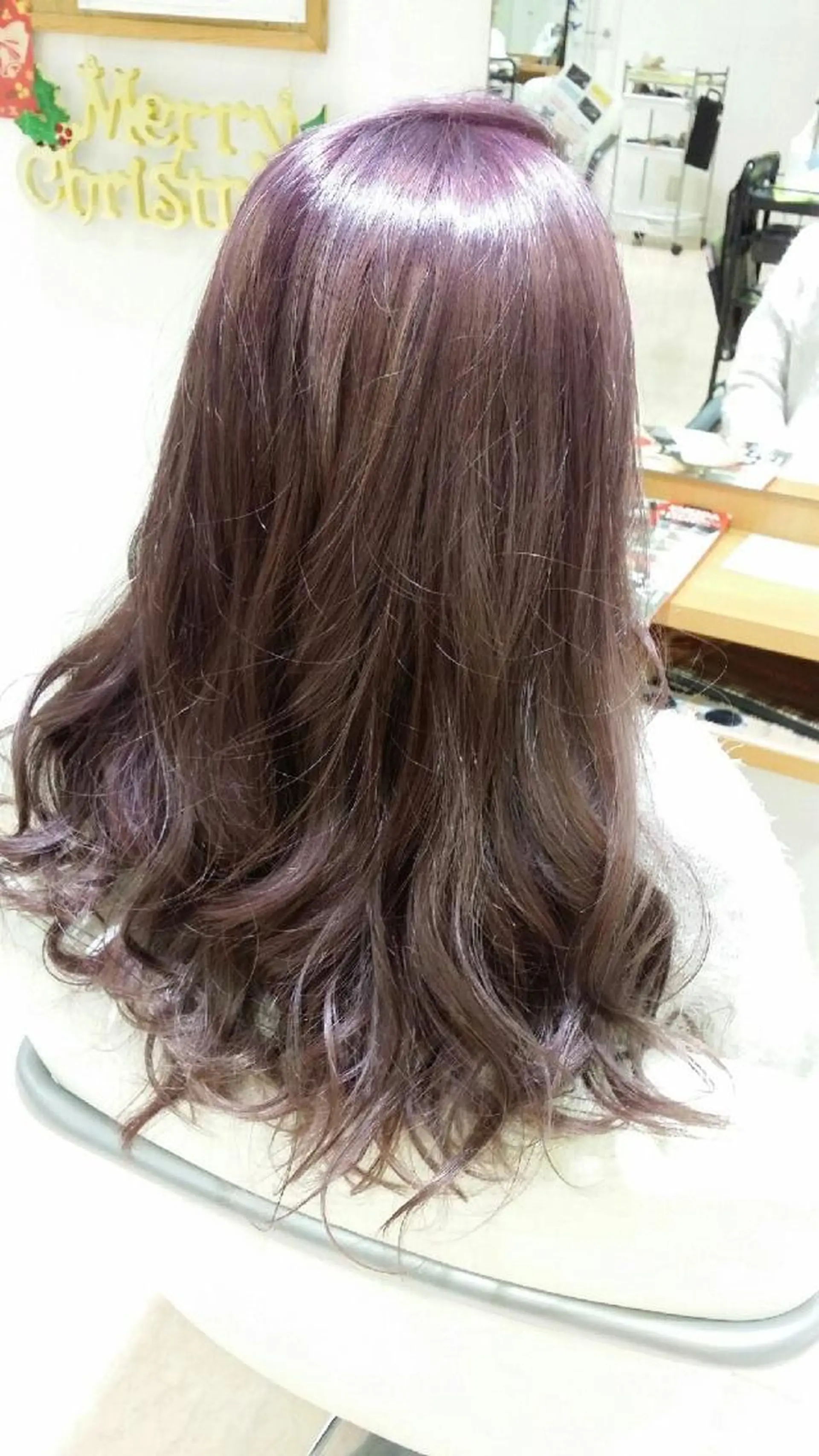 セミロング カラー ヘアアレンジ ピンクカラー きむえり/髪質改善 /うねり広がり改善のヘアスタイル