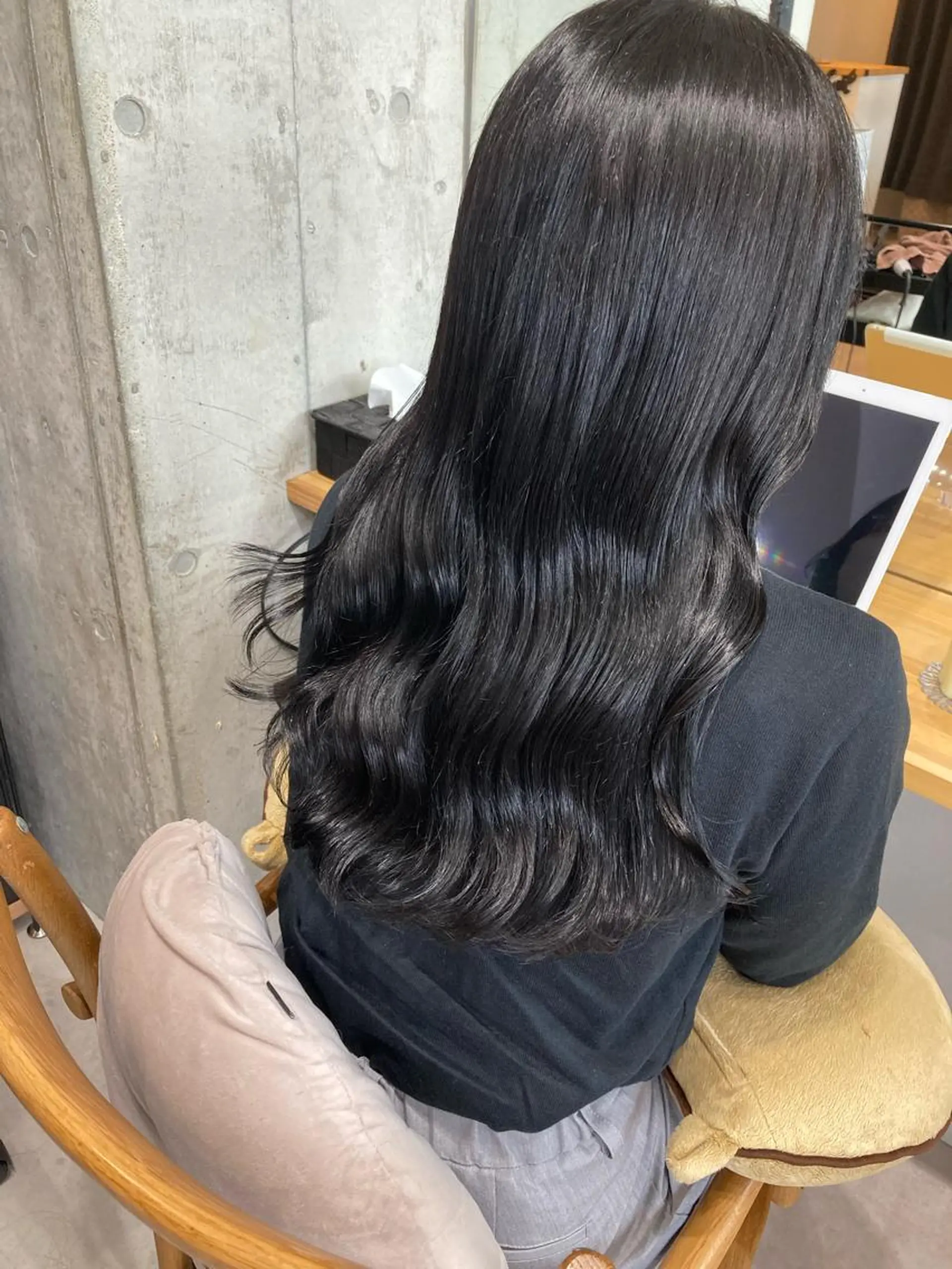 ロング ヘアカラー トリートメント ✨色持ちの良い艶 カラー✨蟹江真世のヘアスタイル