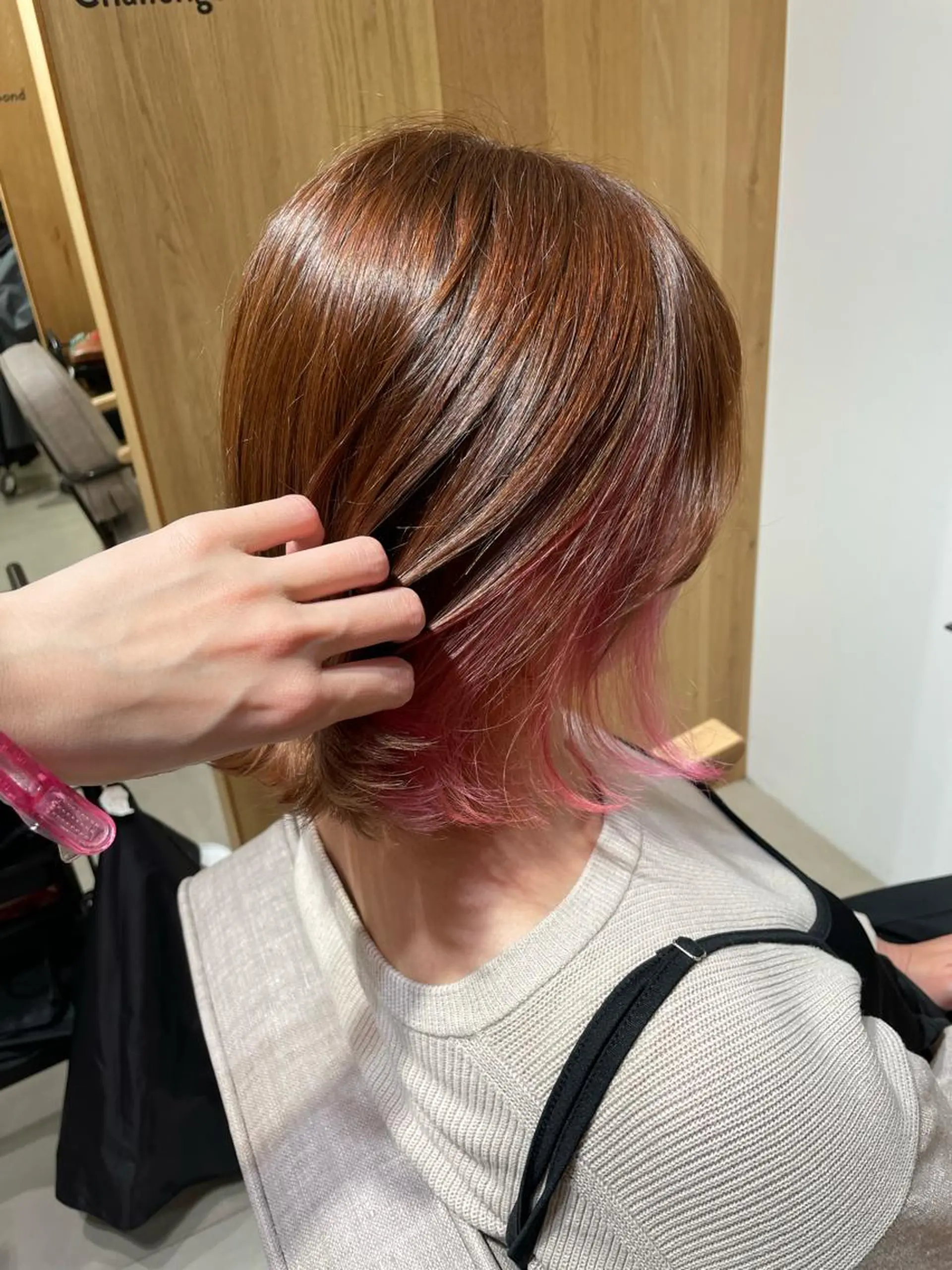 ショート カラー ピンクカラー ヘアカラー miyu 美髪縮毛矯正𓂃꙳⋆のヘアスタイル