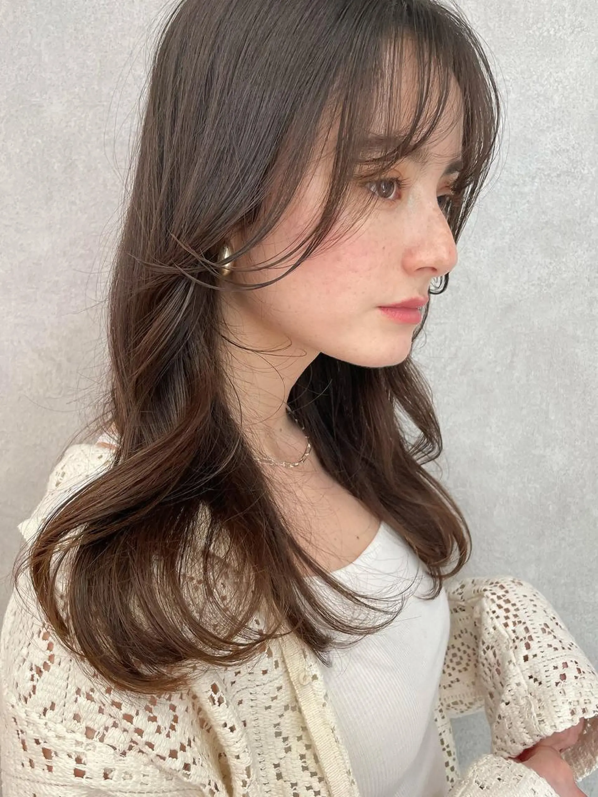 セミロング カラー ✨コテ巻き風パーマ ✨川合佑哉のヘアスタイル