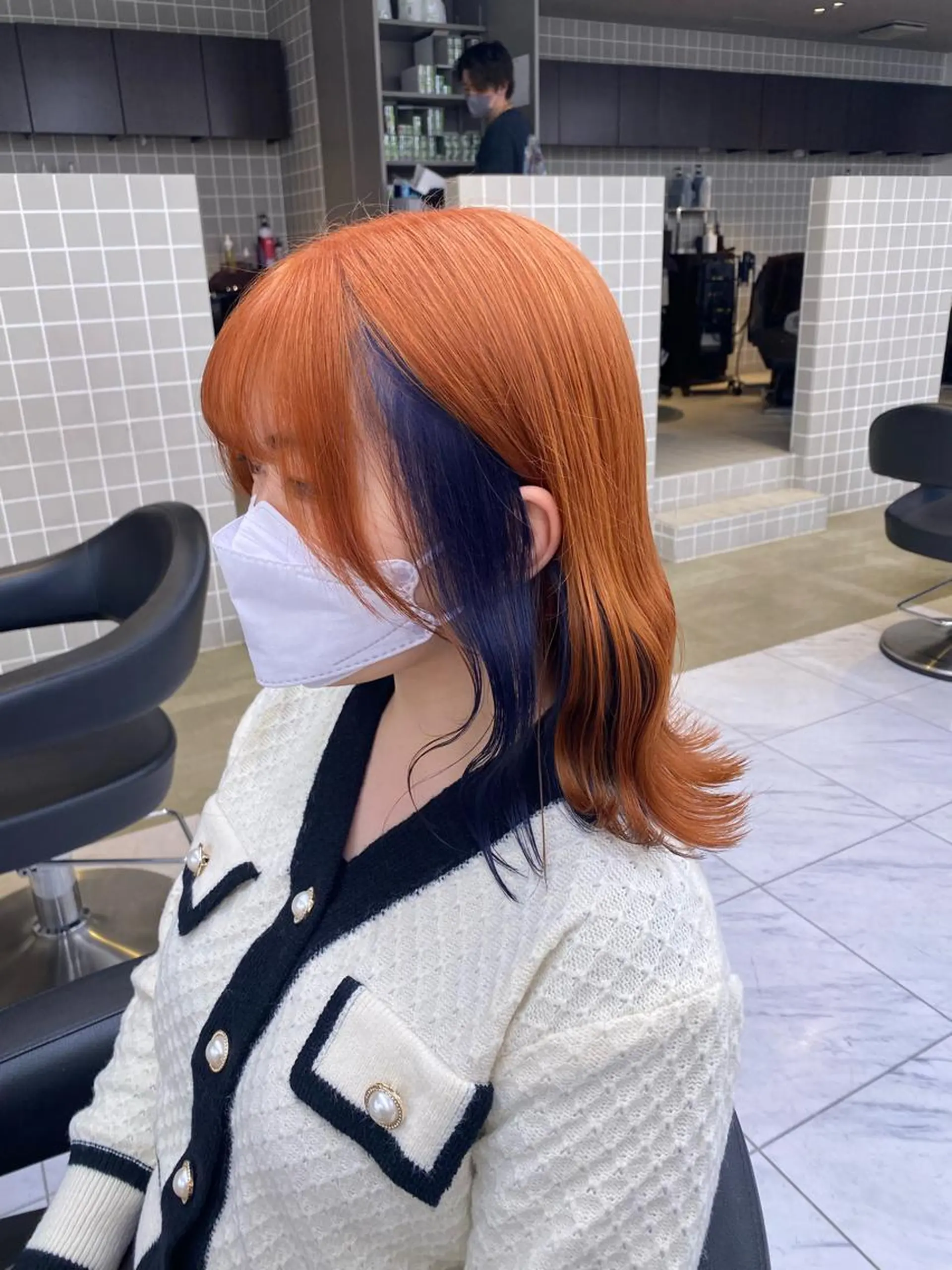 ミディアム カラー ヘアアレンジ キッズ ベージュカラー ブルーカラー イヤリングカラー インナーカラー ネイビーカラー TRU Shino🦋のマツエク・マツパデザイン