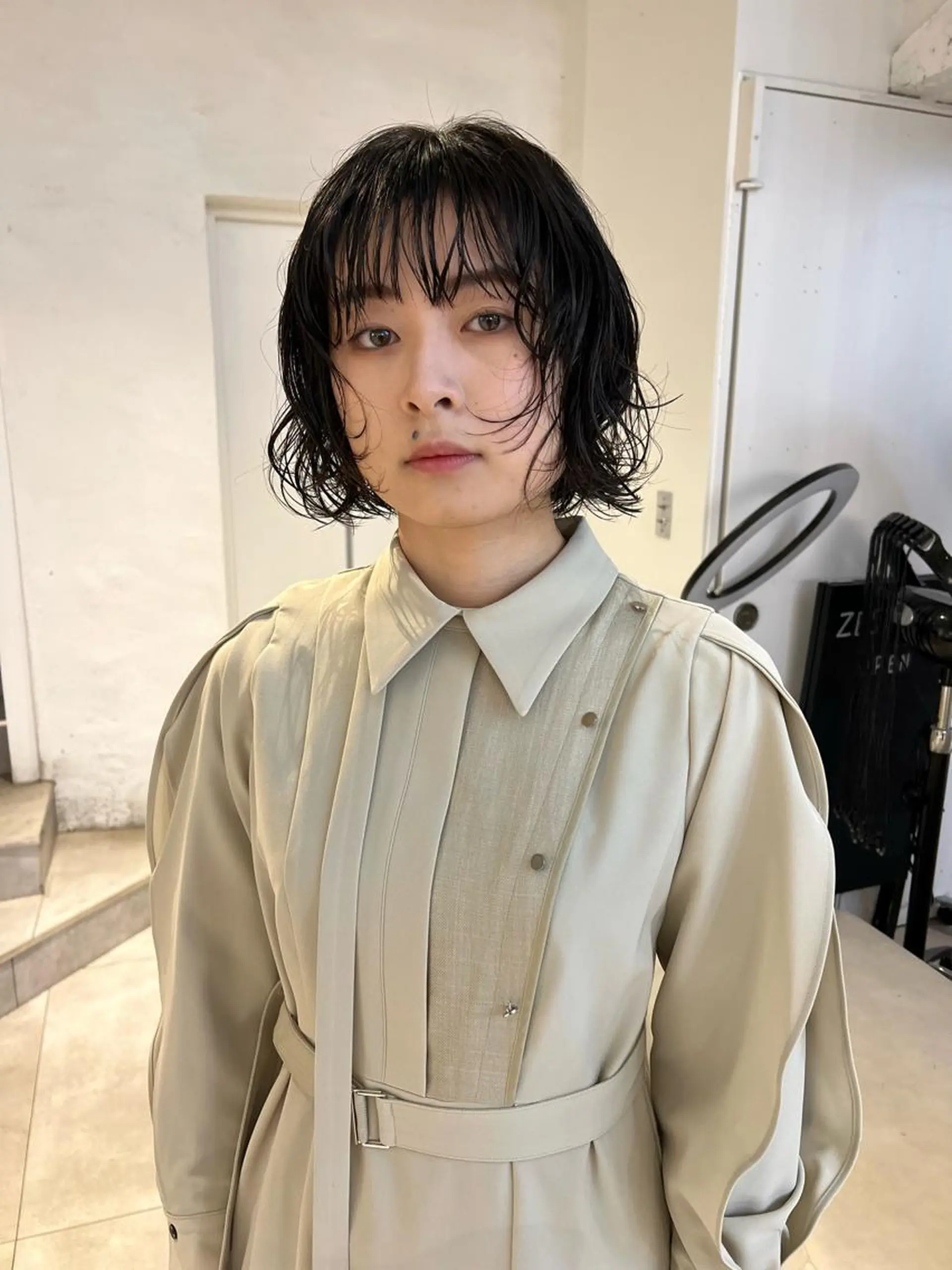 ショート パーマ 顔周りカット/透明感 カラー✂️MEIのヘアスタイル