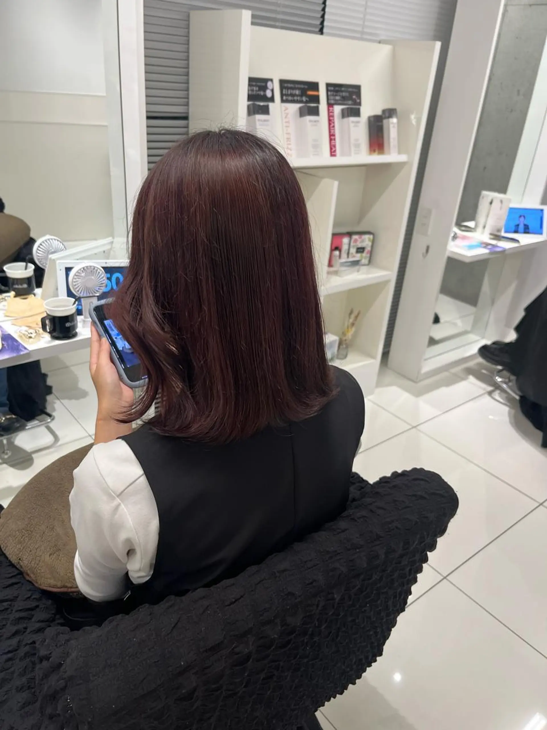 ミディアム ピンクブラウン りおな/髪質改善/ カラー /平尾のヘアスタイル