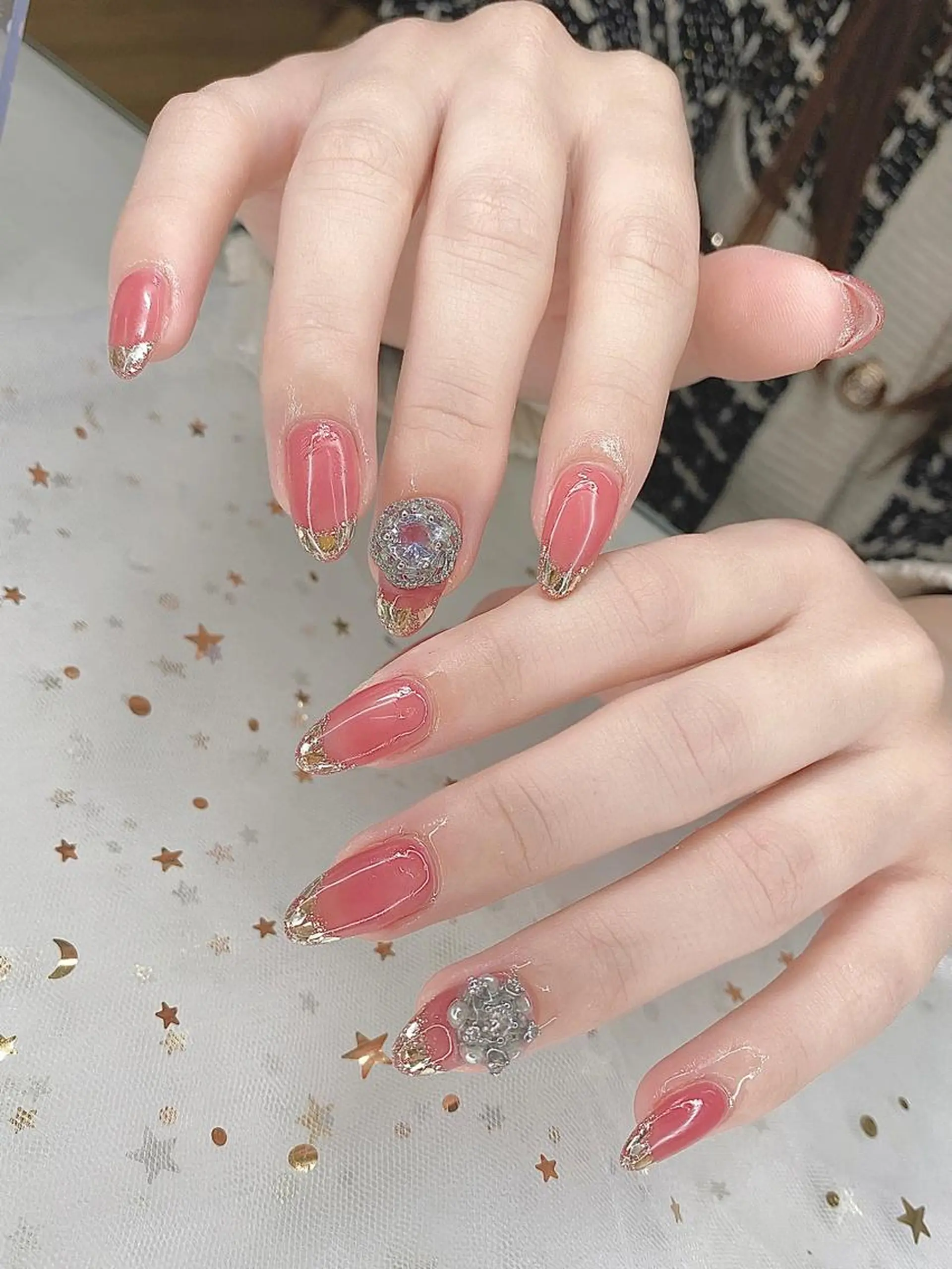 ネイル I-nailロング /ワンホン/キラキラのネイルデザイン