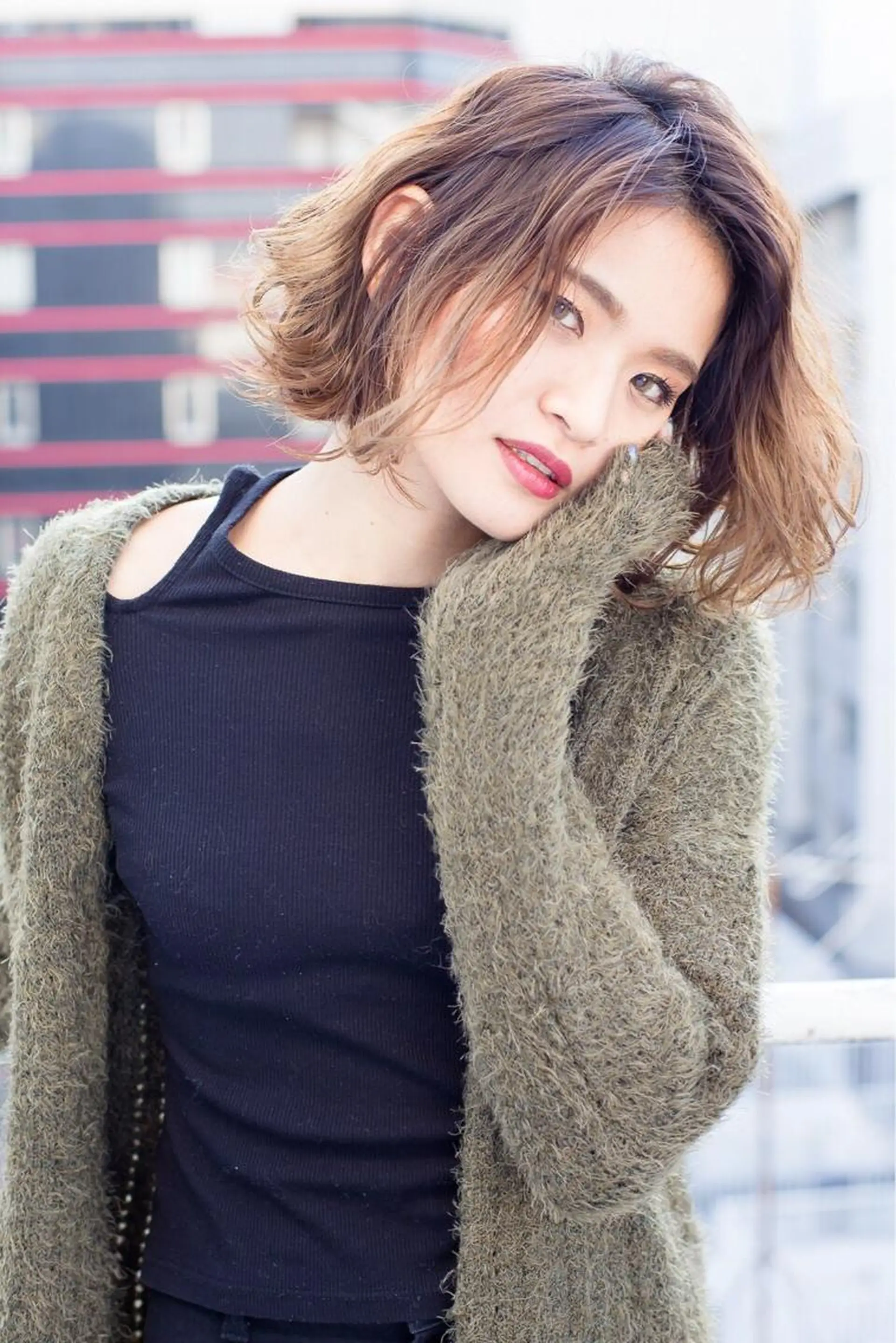 ショート カラー パーマ カット ヘアカラー パーマ 朝比奈 志保のヘアスタイル