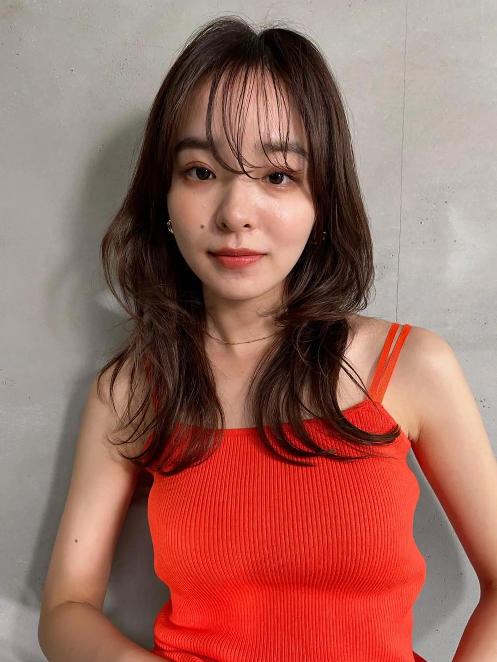 セミロング カラー カット ヘアカラー トリートメント unico.所属・韓国ヘア/暖色カラー 新美多英のヘアスタイル