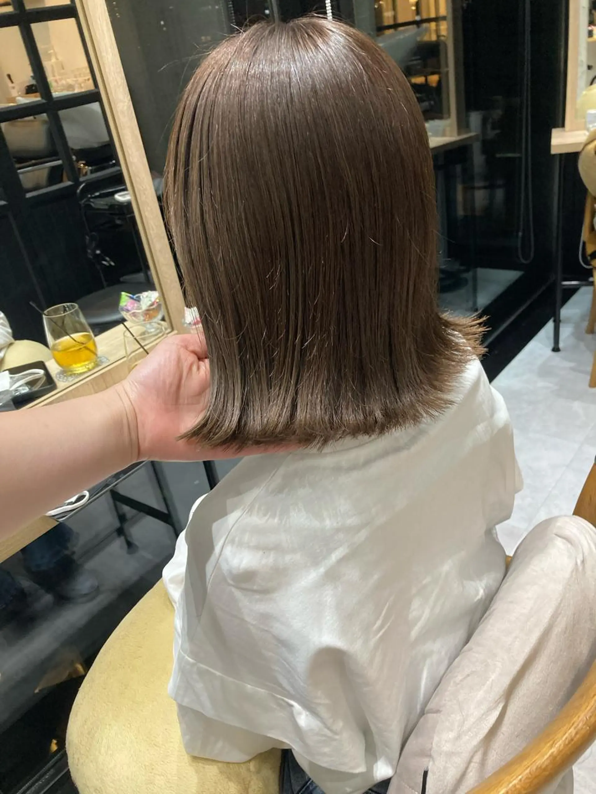 ミディアム ✨色持ちの良い艶 カラー✨蟹江真世のヘアスタイル