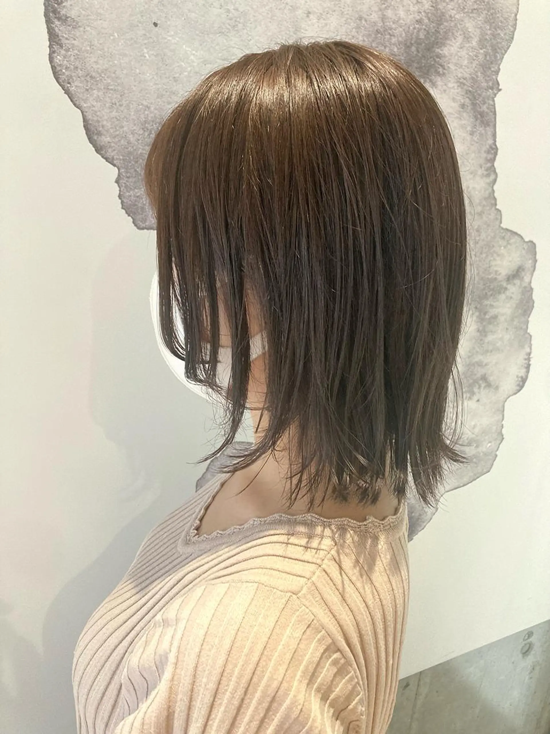 ミディアム カラー ベージュカラー エドルカラー ミルクティーベージュ ボブ 顔周りカット 園田あずさ/髪質改善 /透明感カラーのヘアスタイル