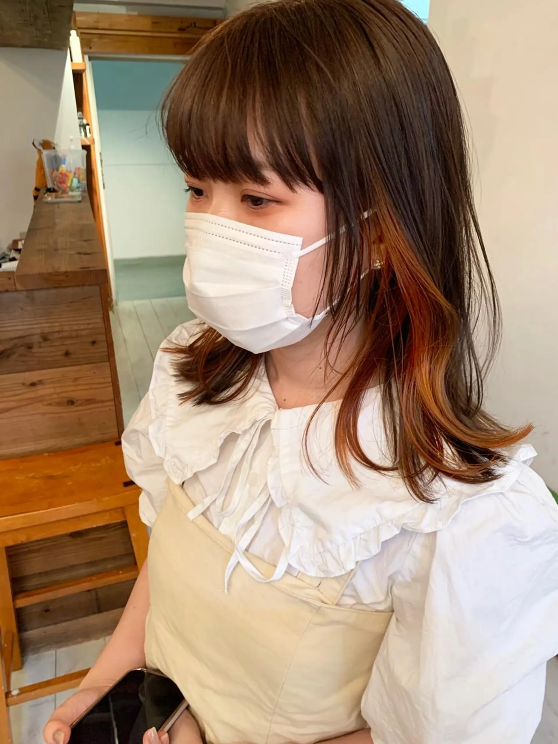 カラー ブラウンカラー インナーカラー オレンジ オレンジブラウン ヘッドスパ (女性限定)🍋モエのヘアスタイル