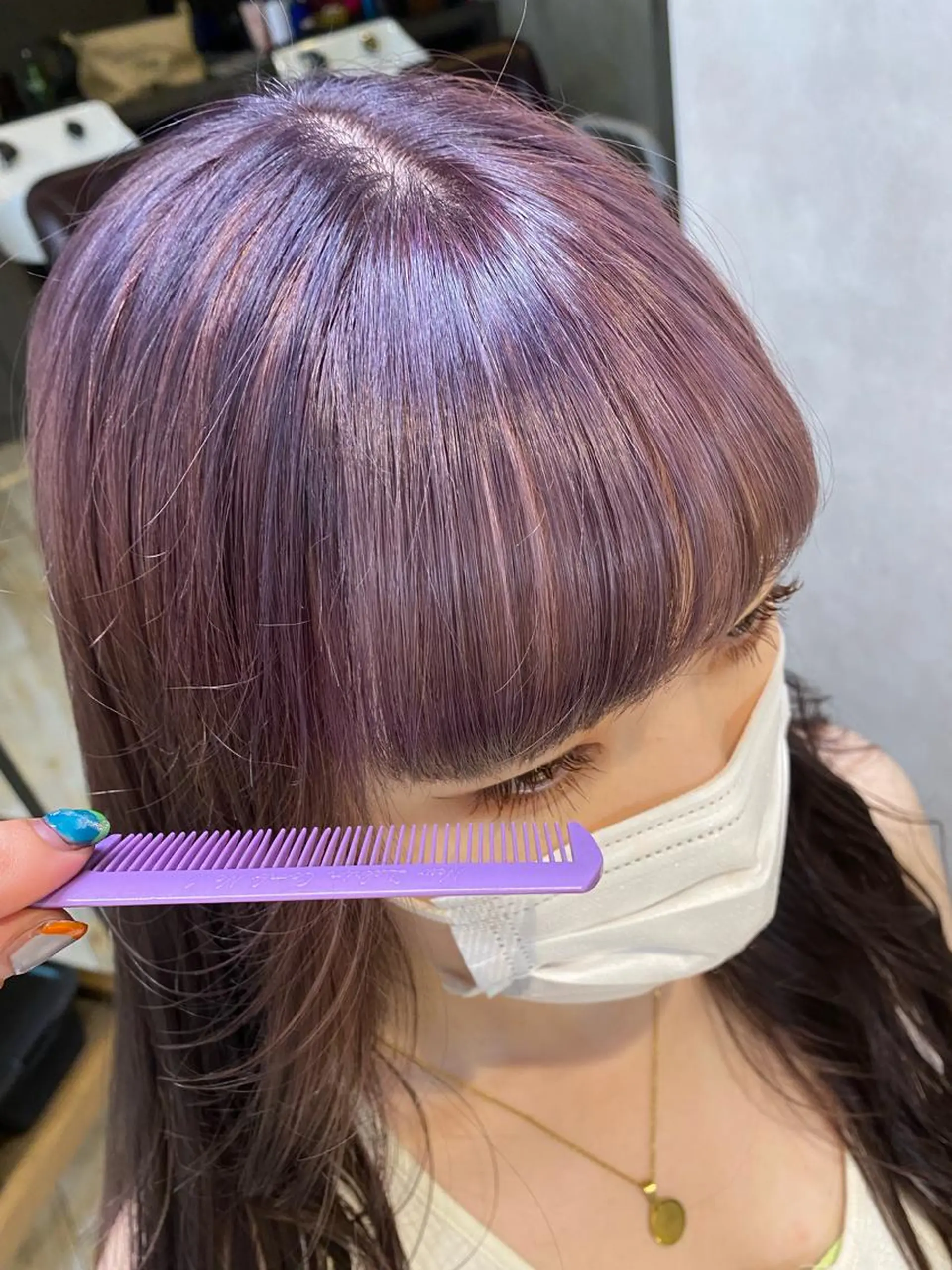 ロング カラー デザインカラー インナーカラー パープルカラー デザインカラー/ kanae🌱のヘアスタイル