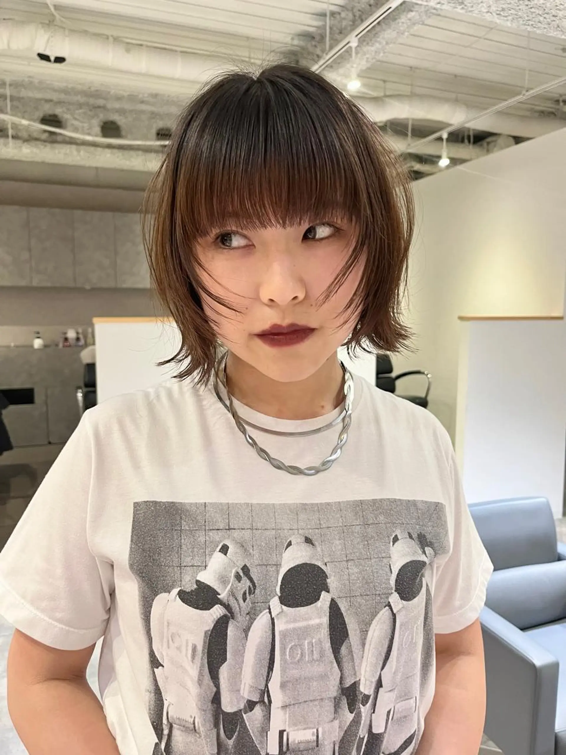 ショート ボブ 顔まわりレイヤー レイヤーカット ウルフカット ウルフボブ 桃果 momokaのヘアスタイル