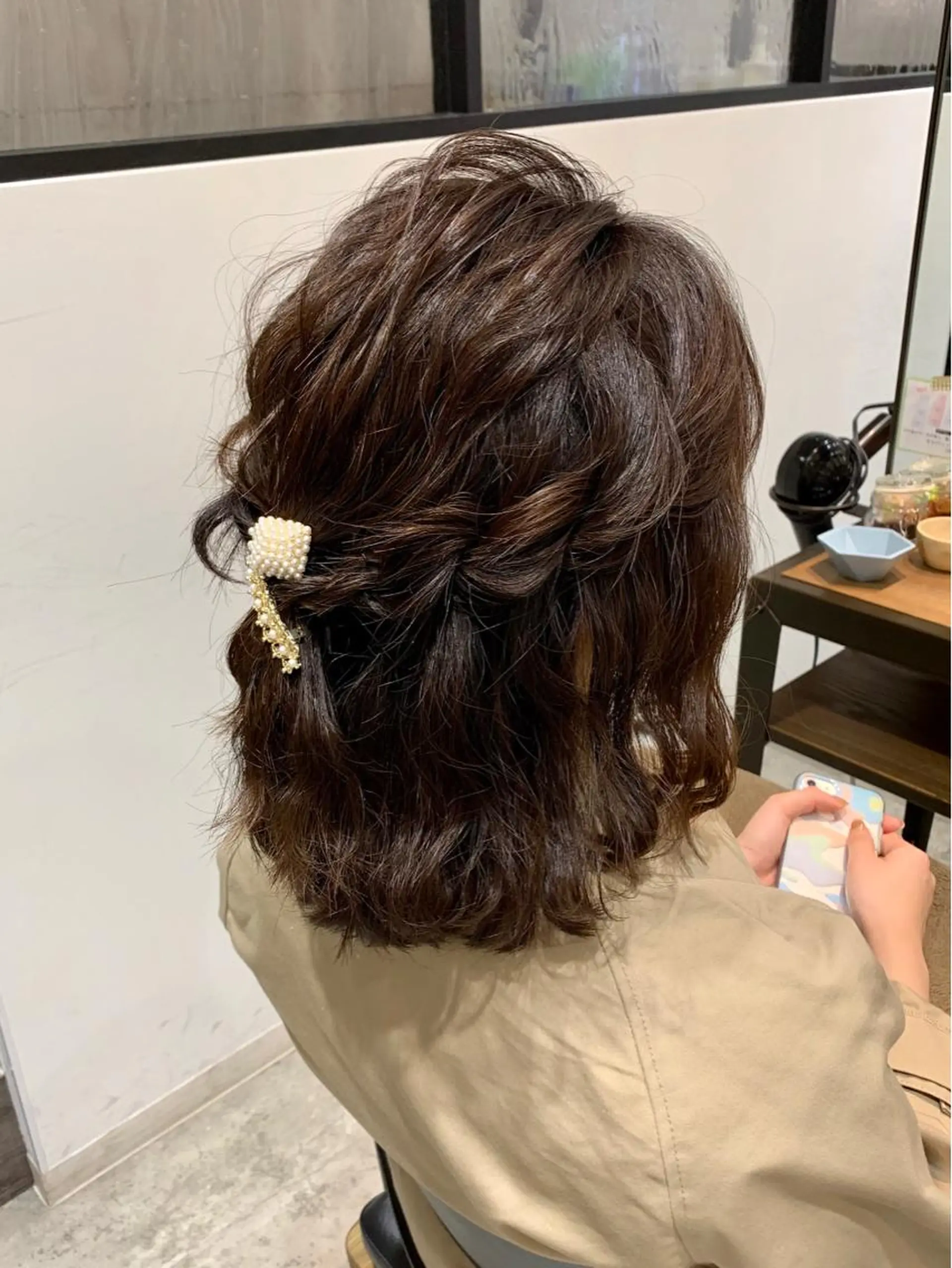 ミディアム ヘアアレンジ ハーフアップ レイヤーカット SALOWIN川崎所属・似合わせレイヤー/ 美髪縮毛矯正/ミナエのヘアスタイル