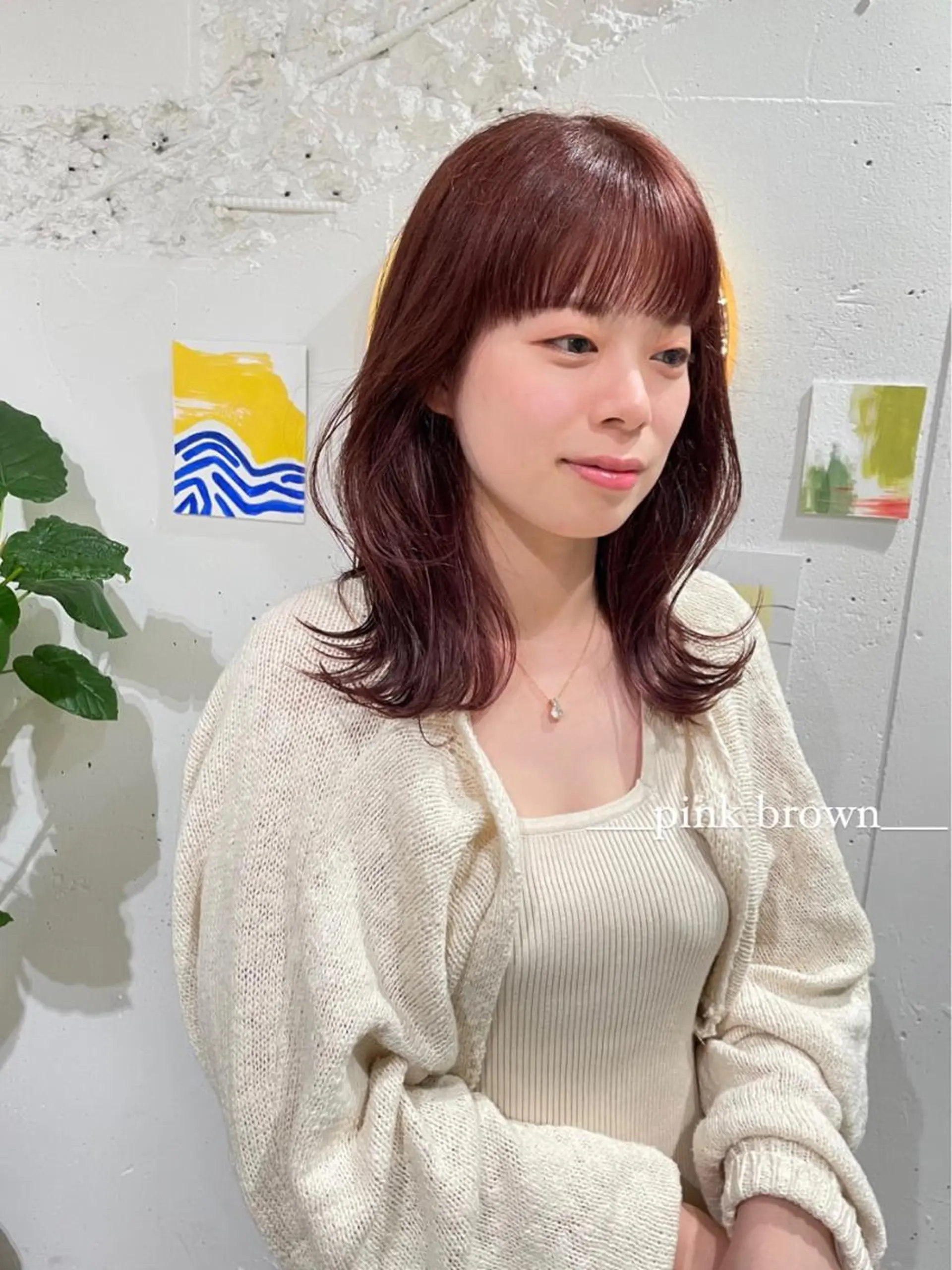 セミロング ピンクブラウン ヘアカラー ウルフ/似合わせ レイヤー/RIHOのヘアスタイル