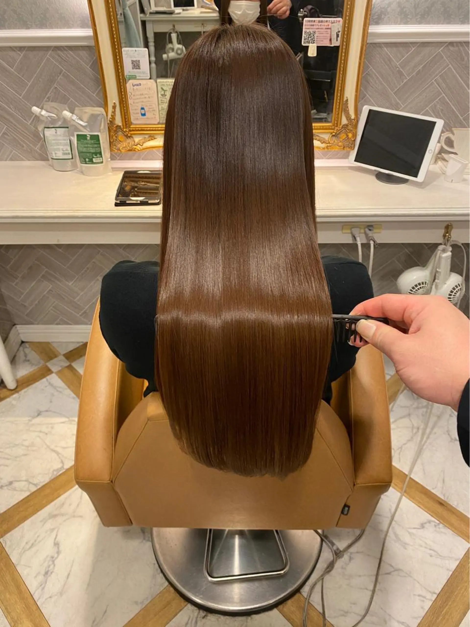 ロング カット 縮毛矯正 トリートメント ✨コテ巻き風パーマ ✨川合佑哉のヘアスタイル