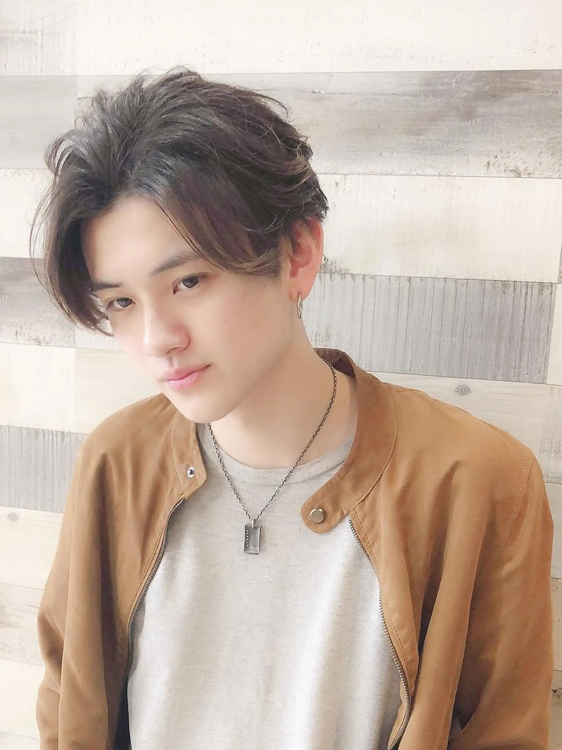 ミディアム メンズ カット 縮毛矯正 豊中/メンズ特化 岡田 龍之介のヘアスタイル