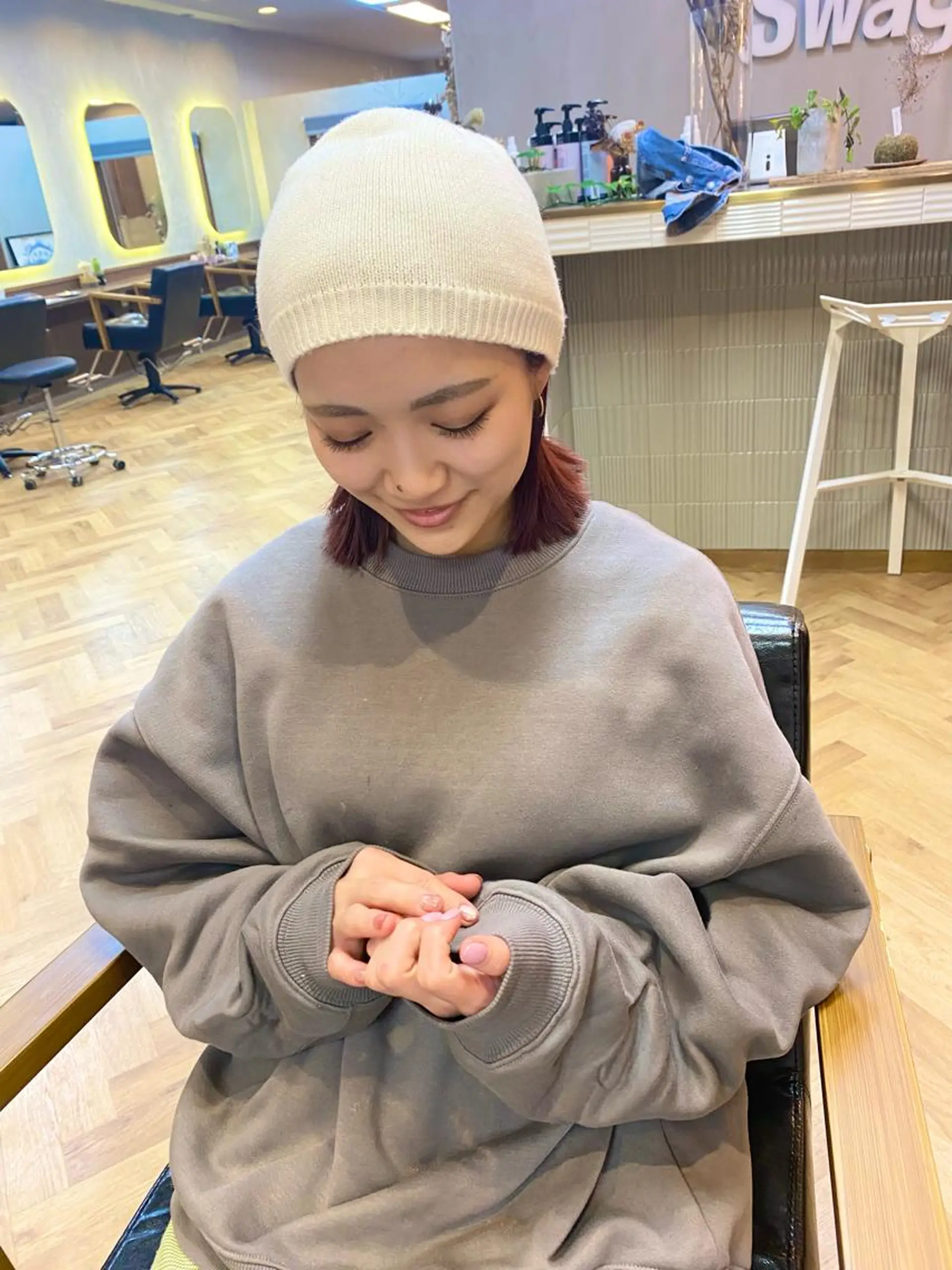 ミディアム デザインカラー/ボブ ブリーチカラー/ユリのヘアスタイル