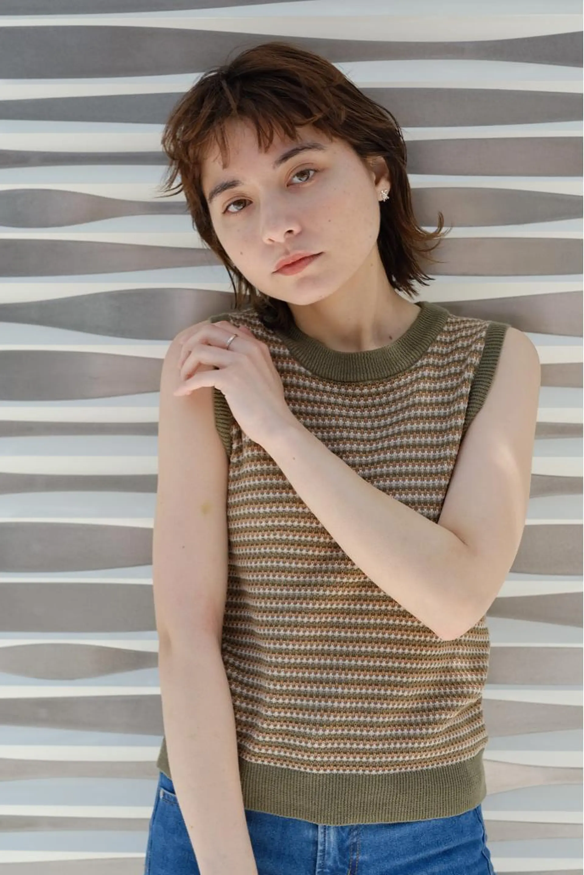 セミロング カラー カット 縮毛矯正 ハイトーンヘア/ 島崎　タクミのヘアスタイル