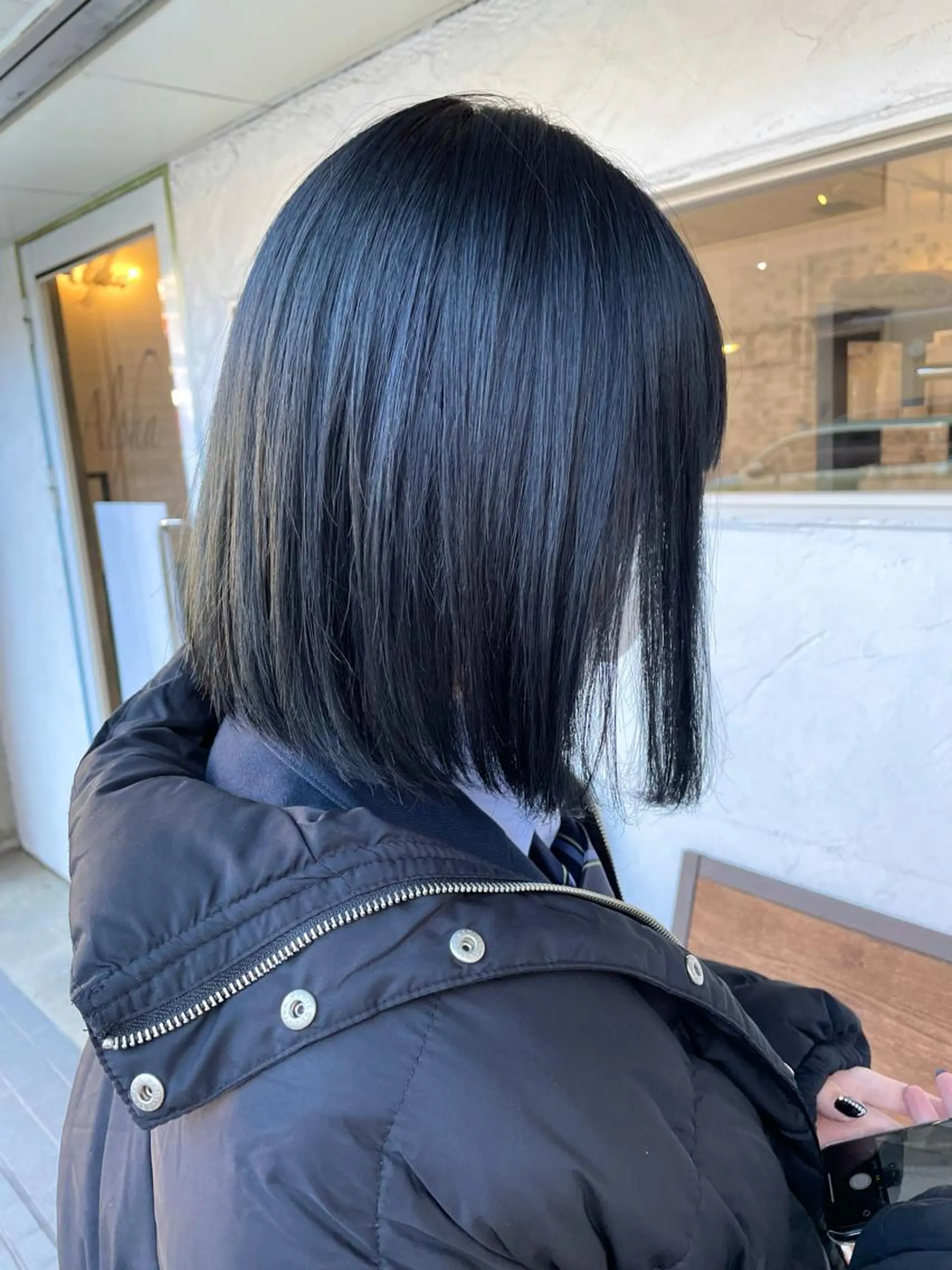 カラー 黒髪 ブルーカラー ブルーブラック ヘアカラー トリートメント 後藤 陽花子のヘアスタイル