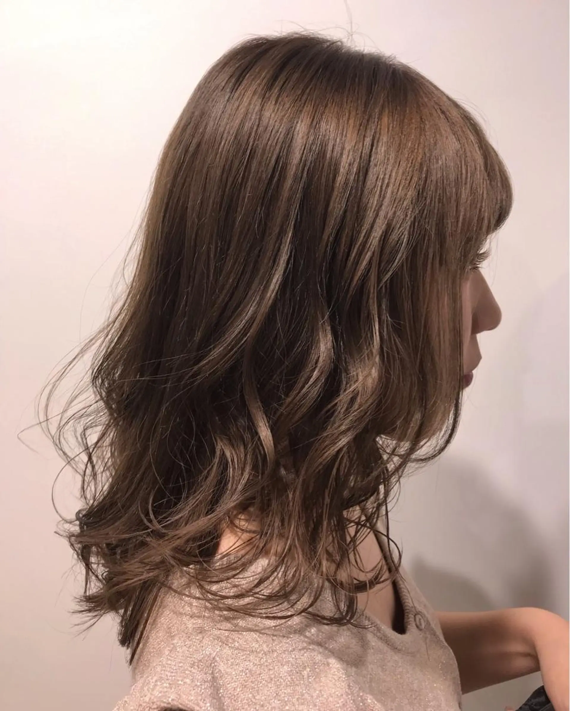 ミディアム カラー ブラウンカラー モカブラウン レイヤー/大人ボブ 渡邉【日吉美容室】のヘアスタイル