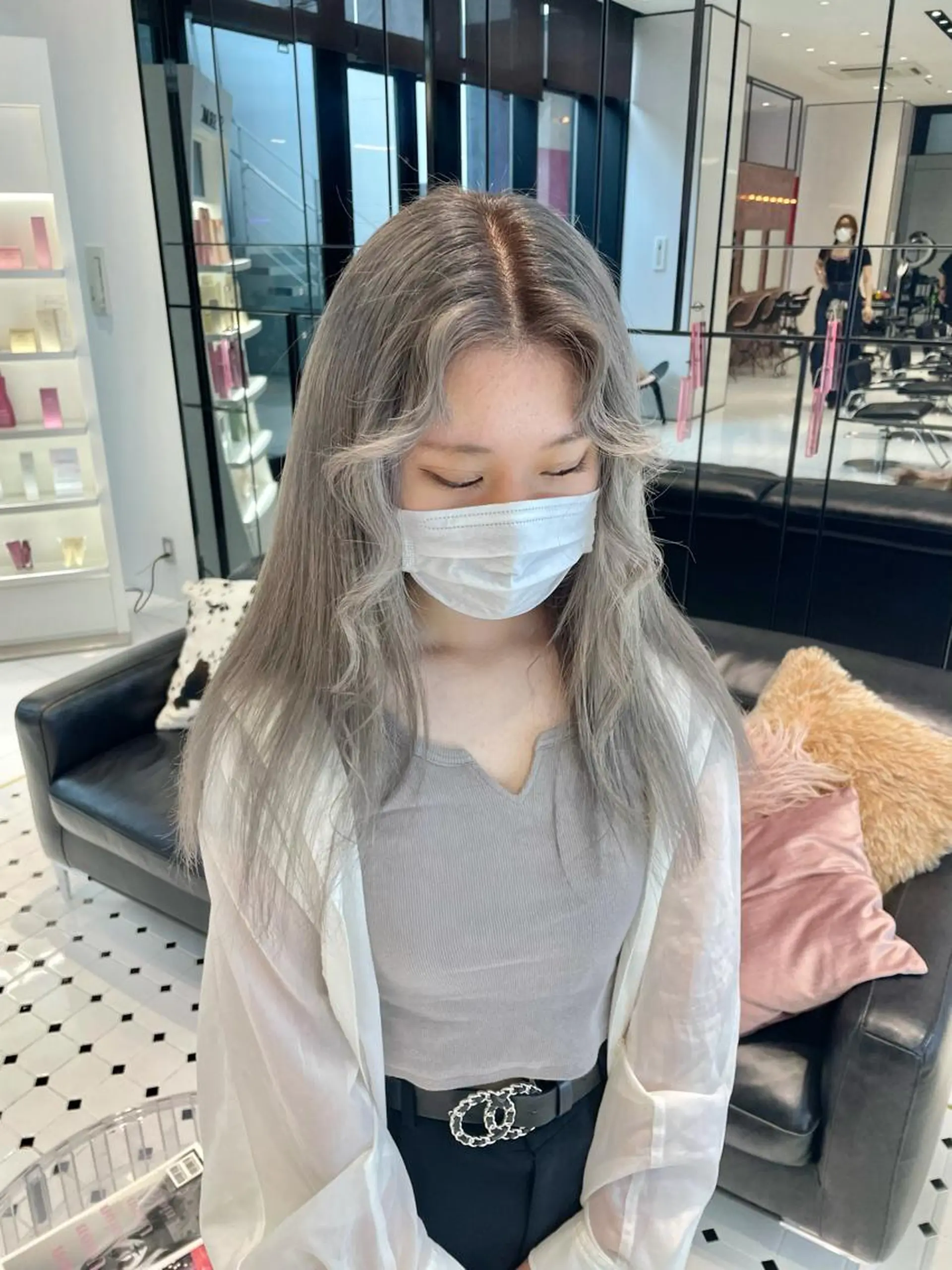 ロング カラー ヘアアレンジ ハッシュカット/ 韓国ヘア☽⋰mahoのヘアスタイル