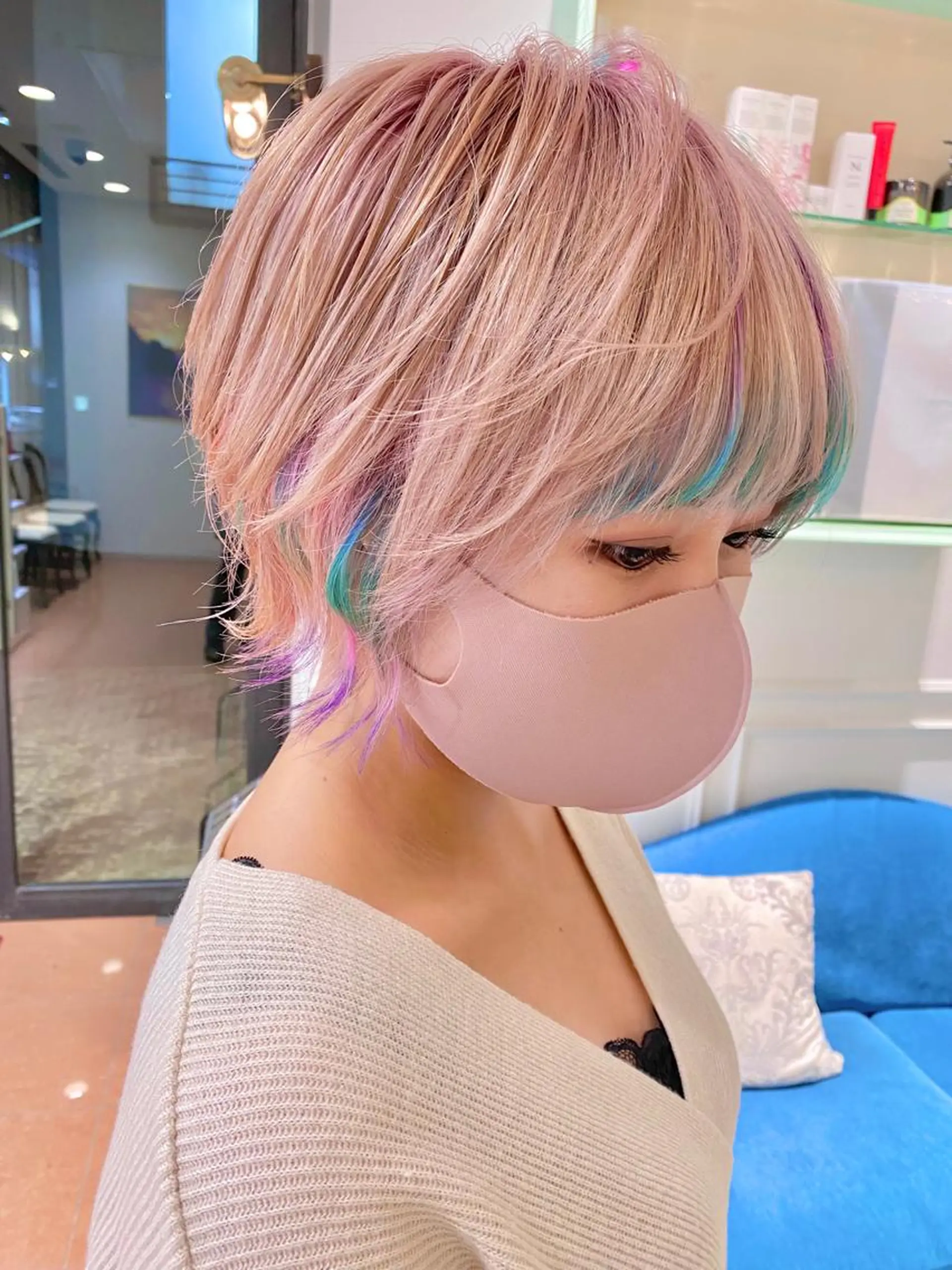 ショート カラー ユニコーンカラー カット Re:ta Hair 飯田淳平のヘアスタイル