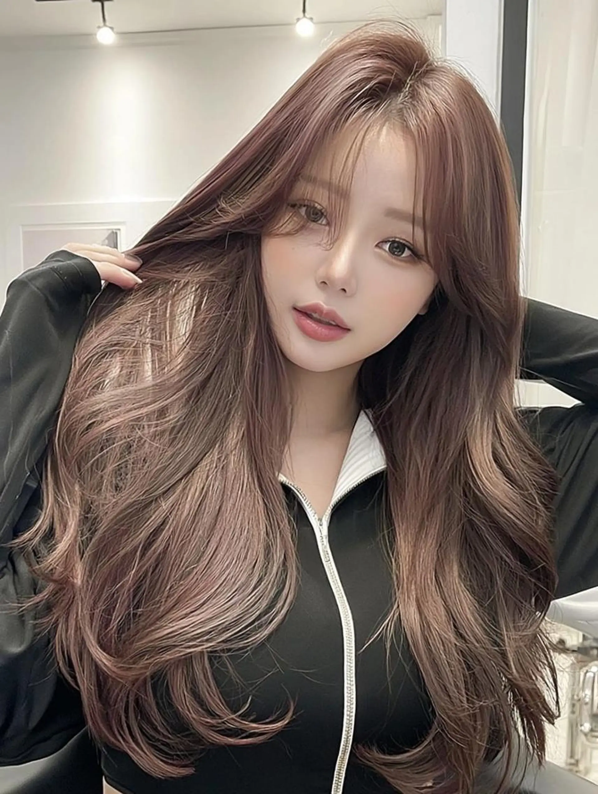 ロング カラー 透明感カラー ハッシュカット 髪質改善 韓国風ヘア レイヤーカット フォーカス ジャパンのヘアスタイル