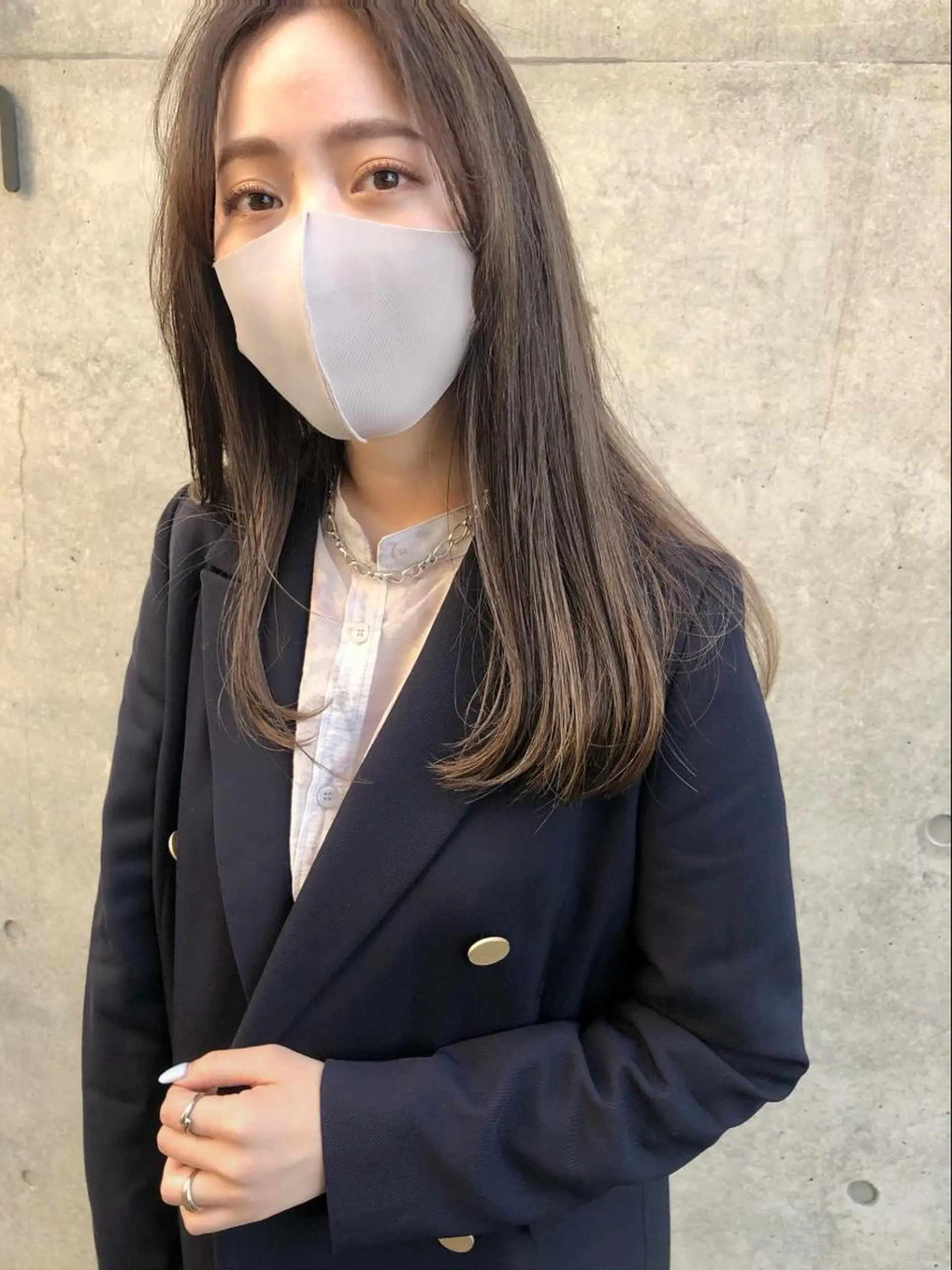 セミロング カラー ハイライトカラー ハイライト ヘアカラー wカラー 指名No1かけるのヘアスタイル