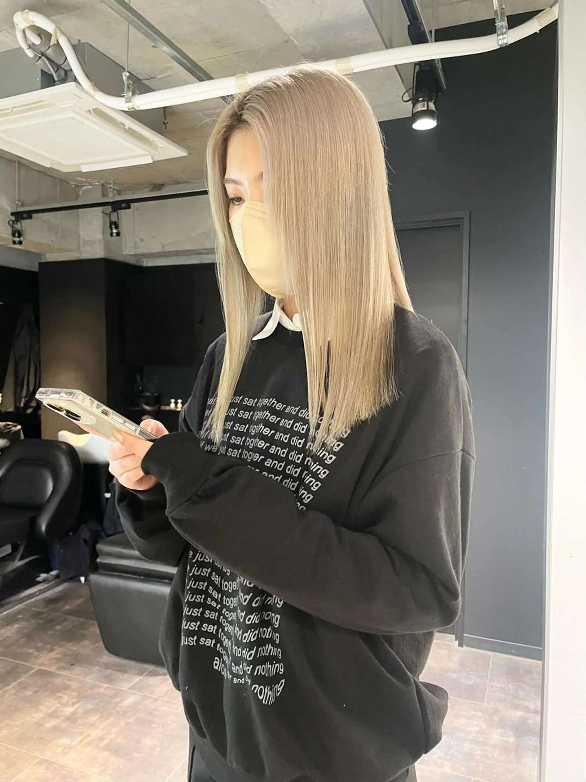 セミロング カラー ブリーチ ブロンド ホワイトブロンド 心斎橋/ブリーチ minamiのヘアスタイル