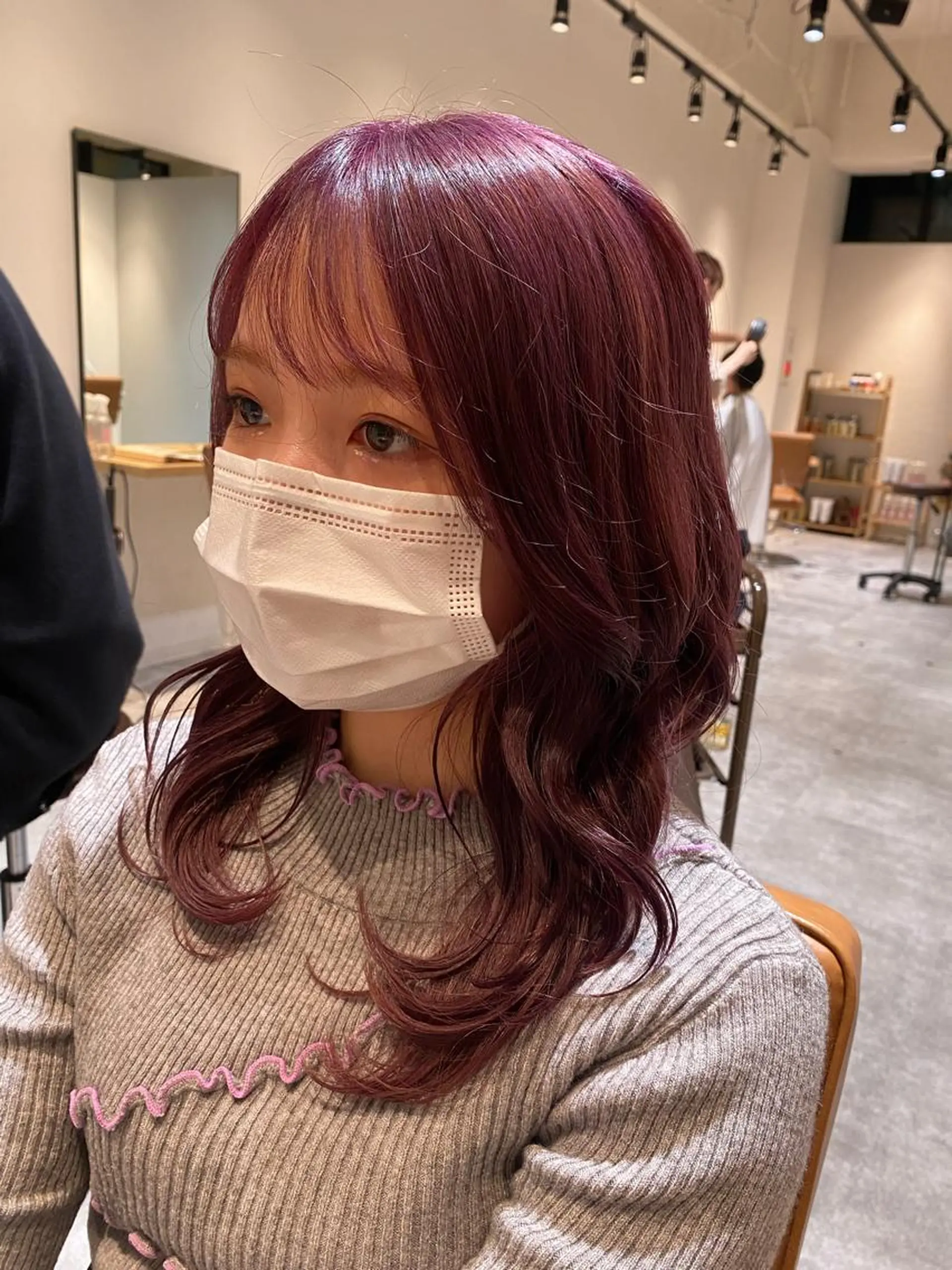 セミロング カラー くびれヘア 顔周りカット 韓国風ヘア カット ヘアカラー オスズ 🎀´-のヘアスタイル