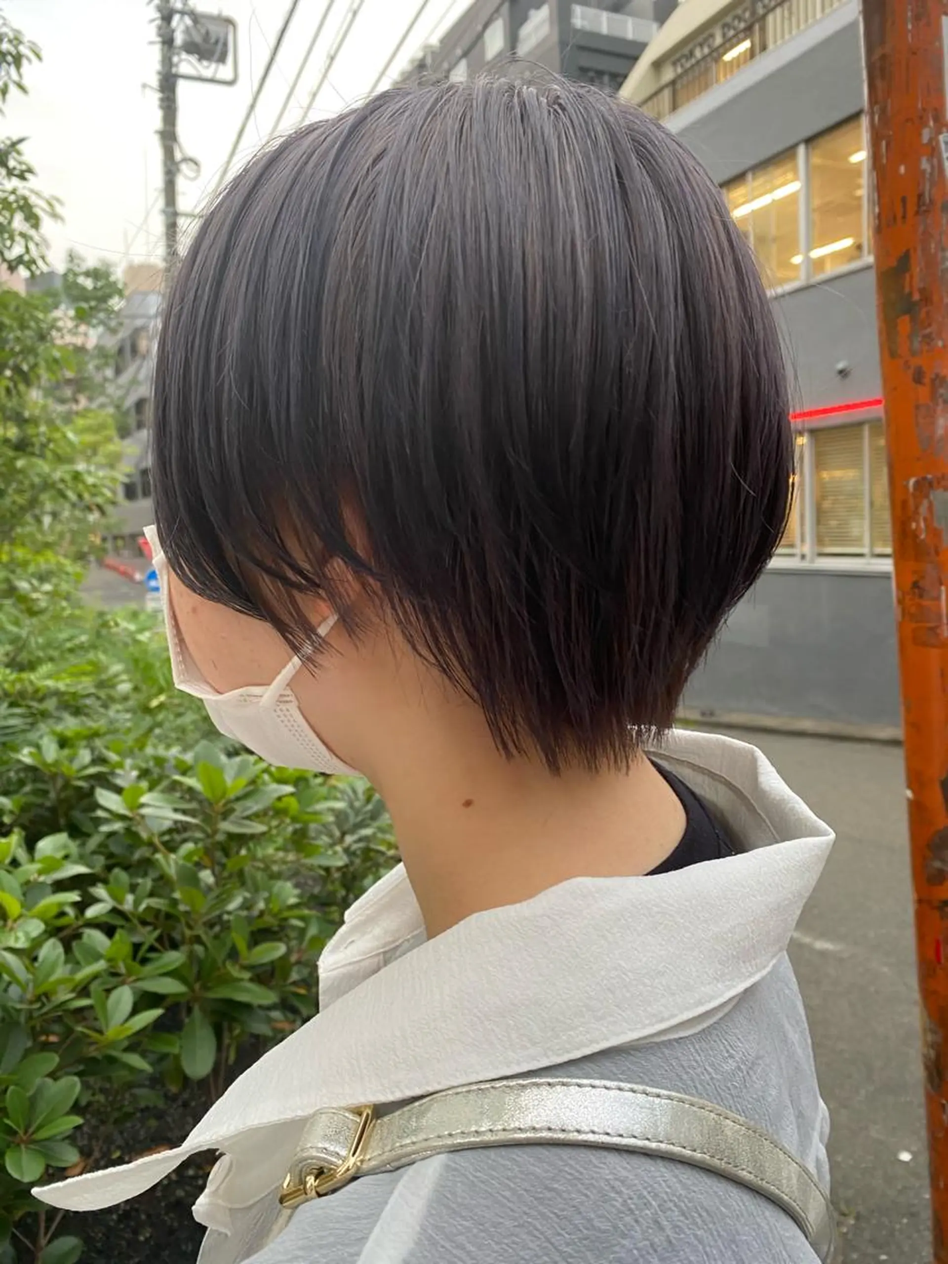 ショート カラー ヘアアレンジ 切りっぱなしボブ アッシュ アッシュグレー バレイヤージュ ベージュカラー ササキカズマ〻透明感 〻色落ち〻赤み消しのヘアスタイル