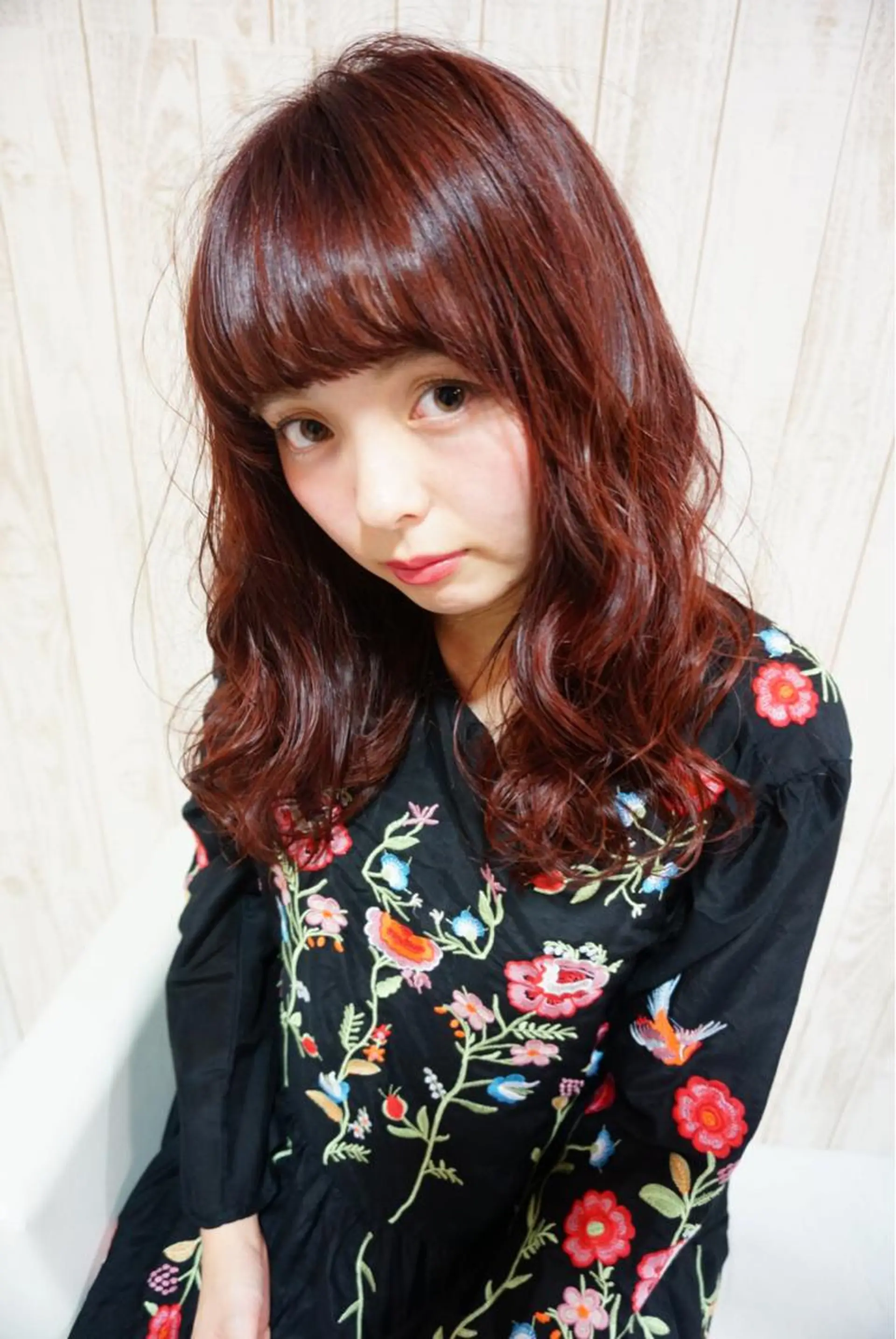 セミロング ロング カラー ブリーチ ボルドーカラー イルミナカラー ブリーチなしカラー 韓国ヘア得意❤︎森澤 悠佳のヘアスタイル