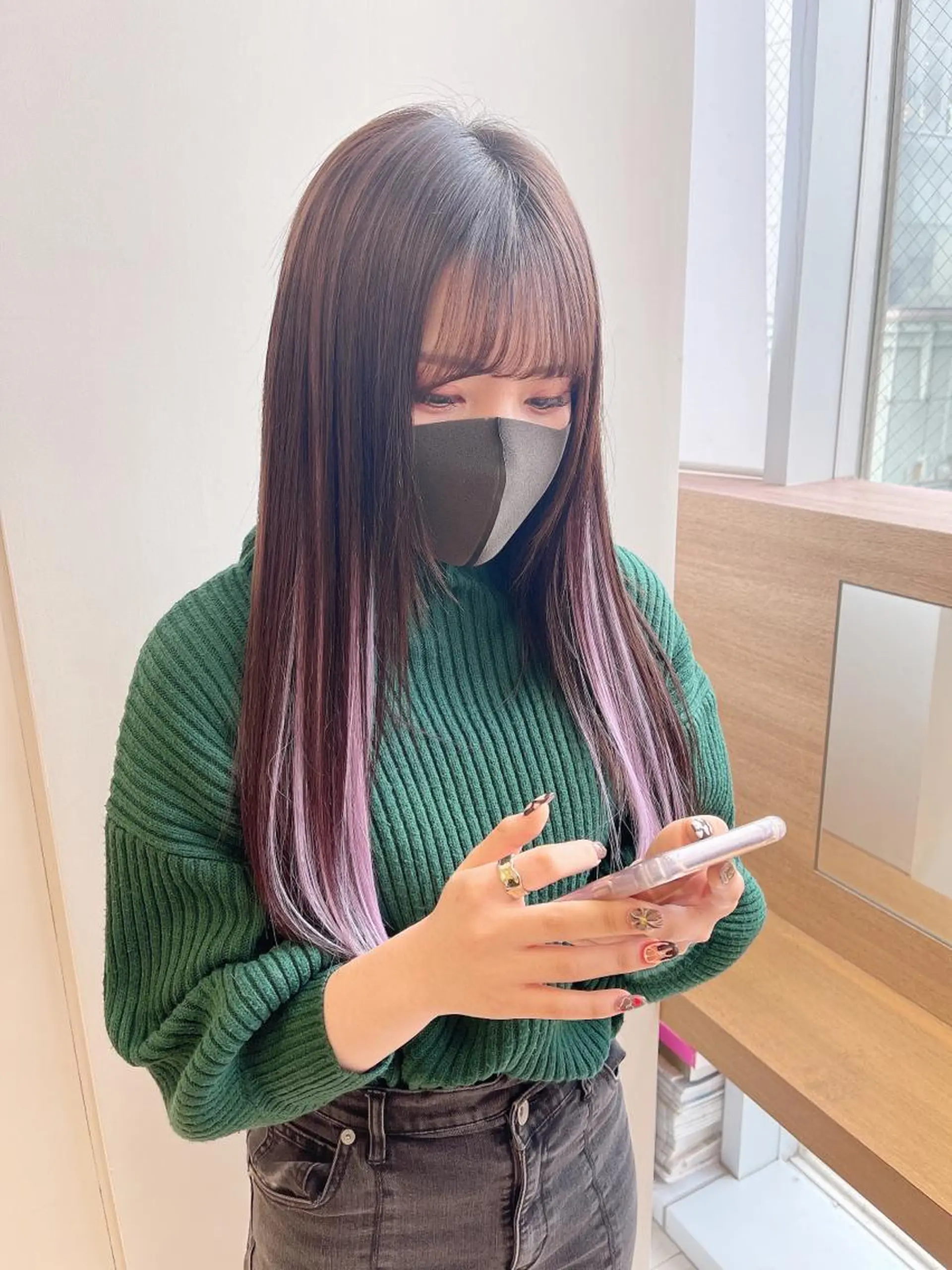 ロング カラー ラベンダーカラー ピンクカラー ピンクラベンダー エクステ エクステ インナーエクステ渋谷 🦋KAJIのヘアスタイル