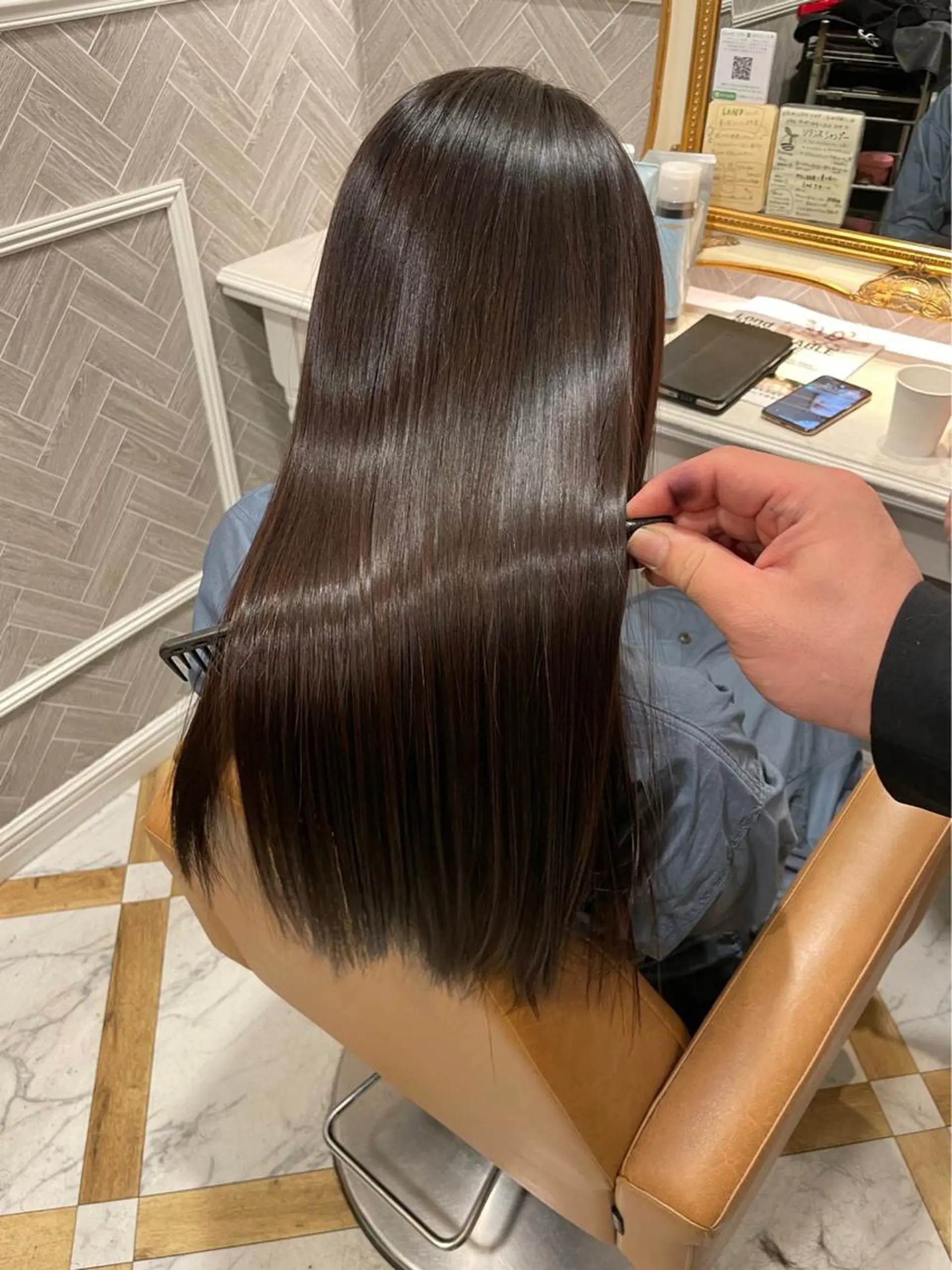 ロング カット 縮毛矯正 トリートメント ✨コテ巻き風パーマ ✨川合佑哉のヘアスタイル