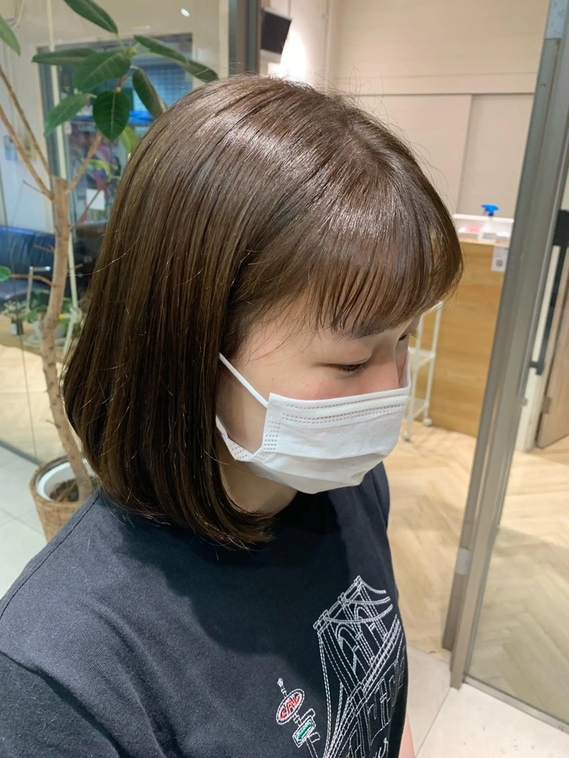 ミディアム カラー ヘアアレンジ ベージュカラー オリーブベージュ 🫧透明感カラー/ ボブ/小笠原汐海🪽のヘアスタイル