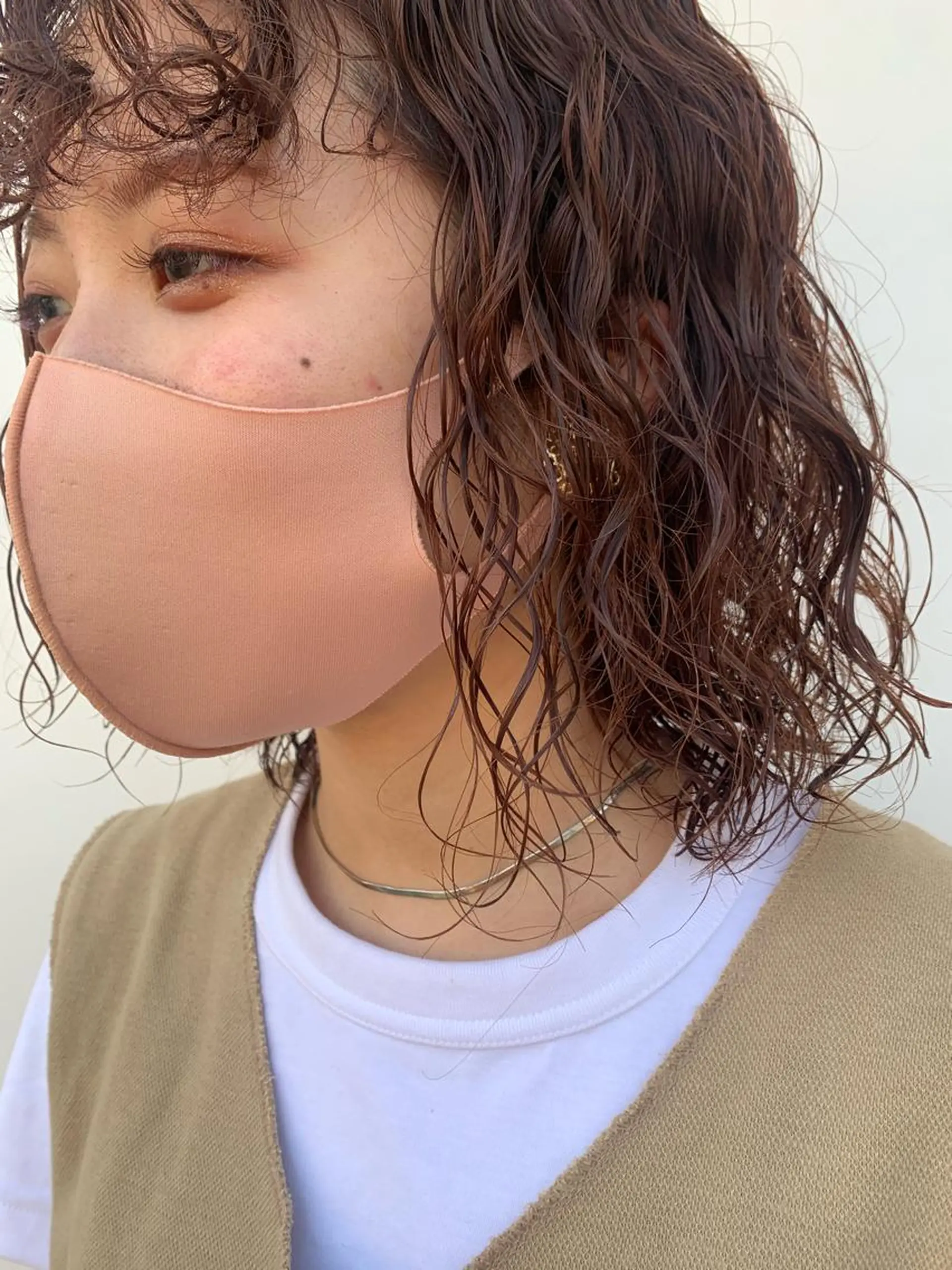 ミディアム カラー ミディアムパーマ ベージュカラー ピンクカラー ピンクベージュ 中目黒🌼 🌼ハナのヘアスタイル