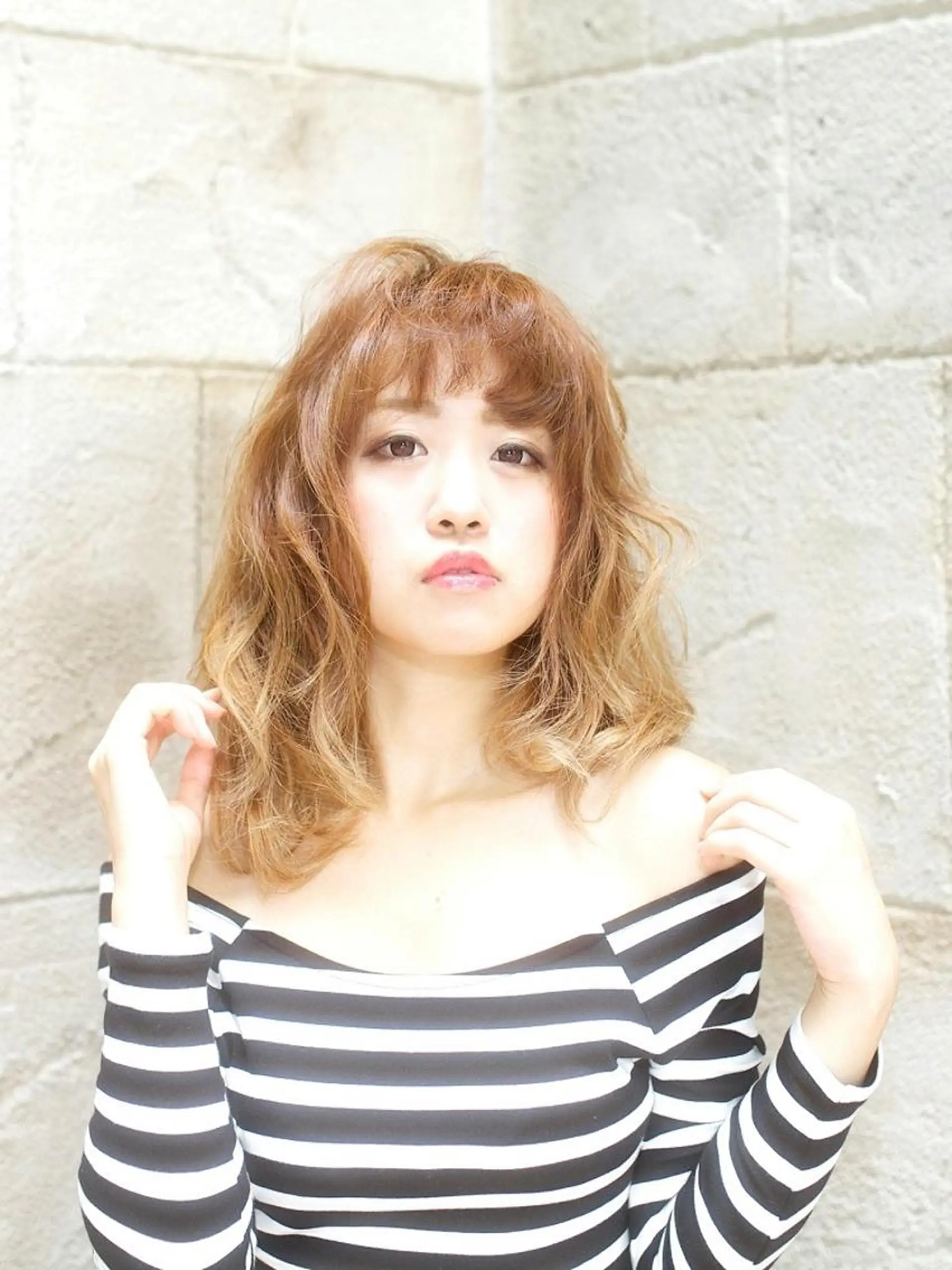 ミディアム カラー パーマ 透明感カラー 小顔カット ✨hair make flencia✂️✨のヘアスタイル