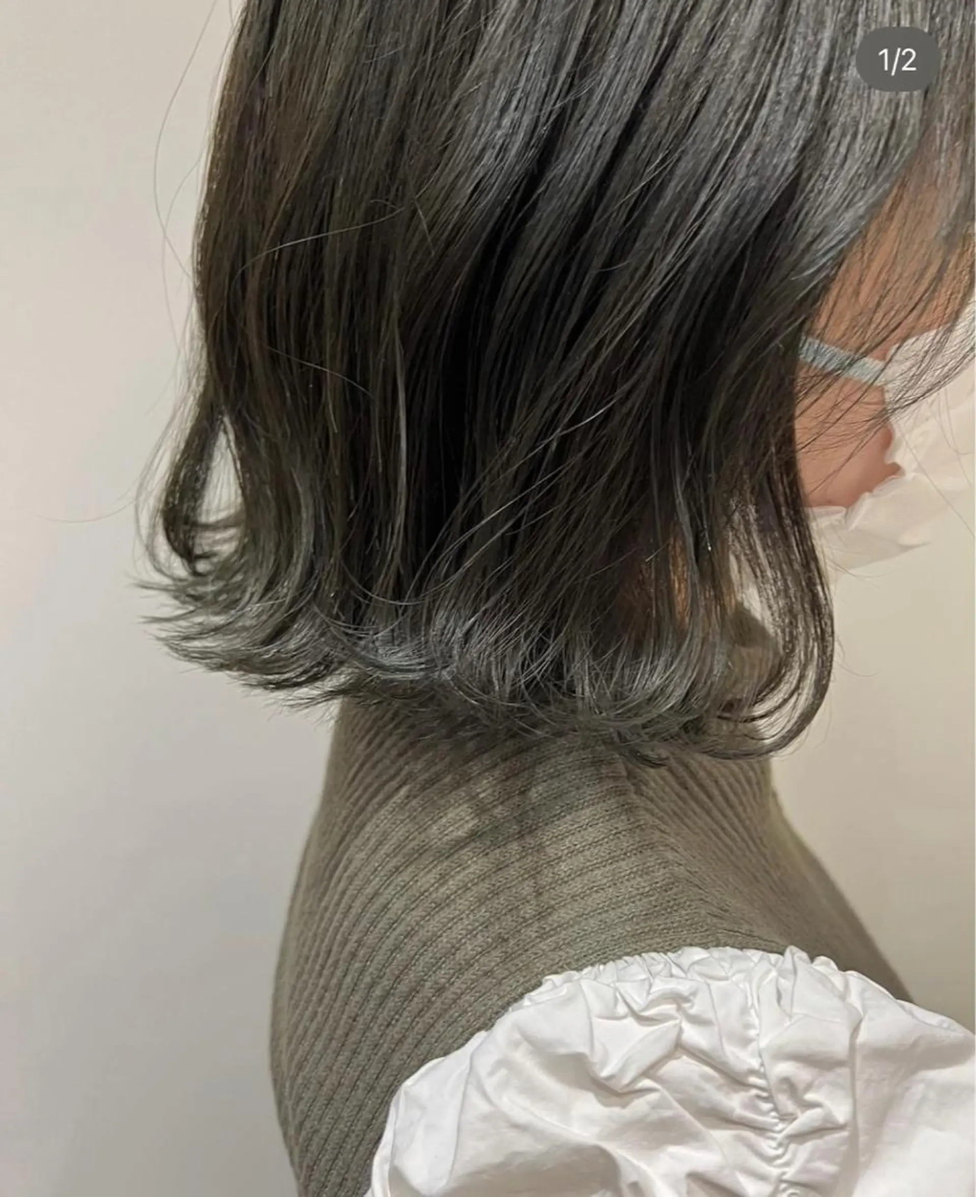 ショート カラー ヘアアレンジ グレージュ オリーブグレージュ オリーブグレー 暗髪カラー🫐パーマ おくだりんかのヘアスタイル