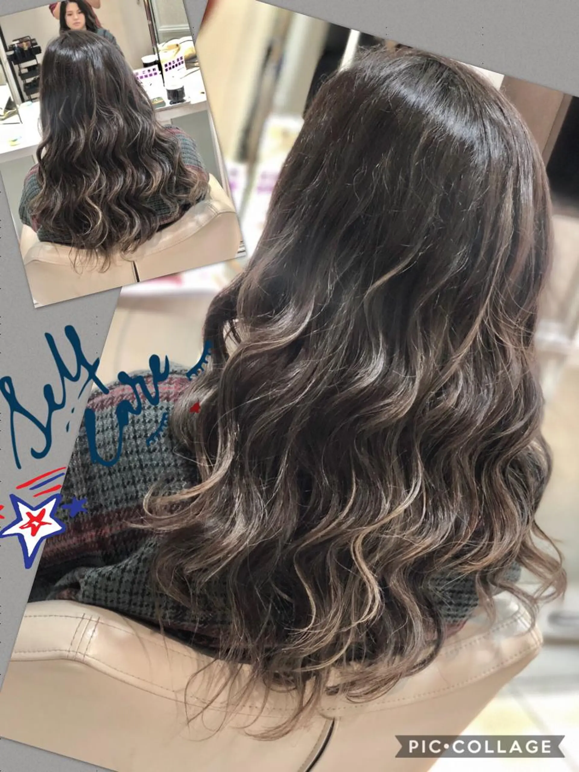 ロング カラー ブリーチ ケアブリーチ グレージュ ハイライトカラー イルミナカラー 永島 桜のヘアスタイル