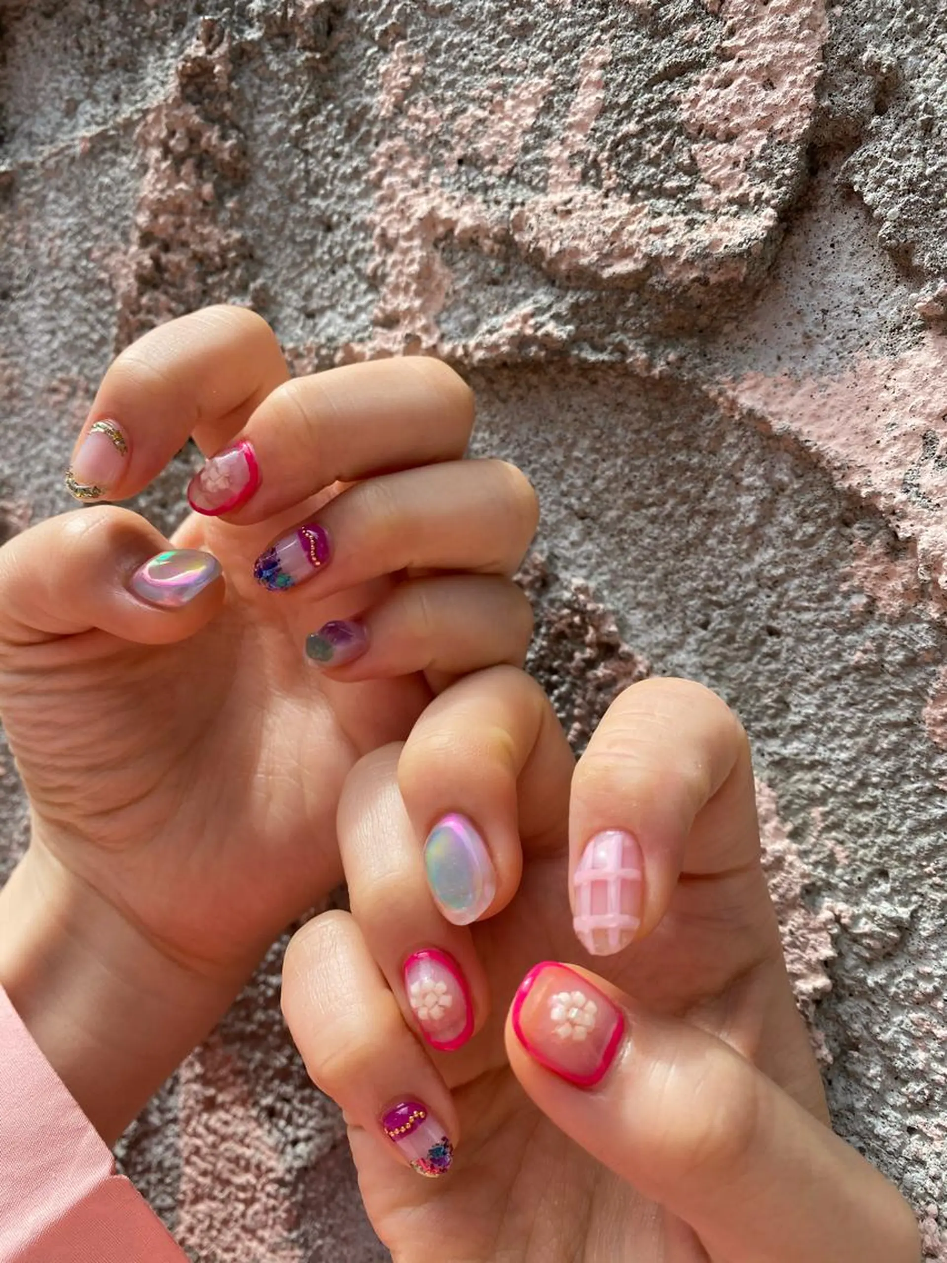 ネイル アートネイル 氷ネイル・うるうるネイル ピンク 🌼大西洋子 laughl🌼のネイルデザイン