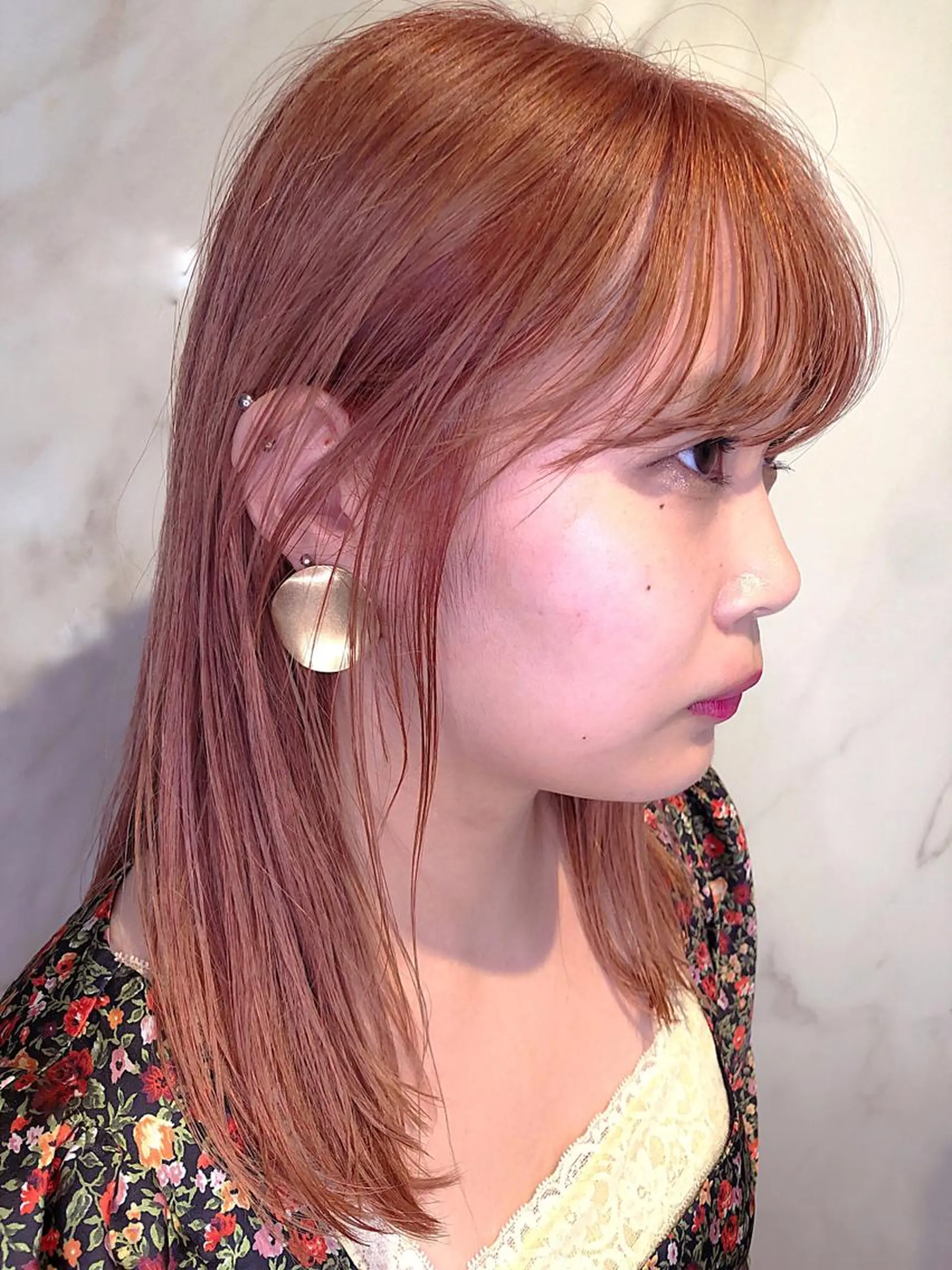 ミディアム カラー ベージュカラー ダブルカラー オレンジ ピンクカラー トリートメント カット ヘアカラー トリートメント SALOWIN所属・ブリーチ🪡 ボブ🐬レイヤーのヘアスタイル
