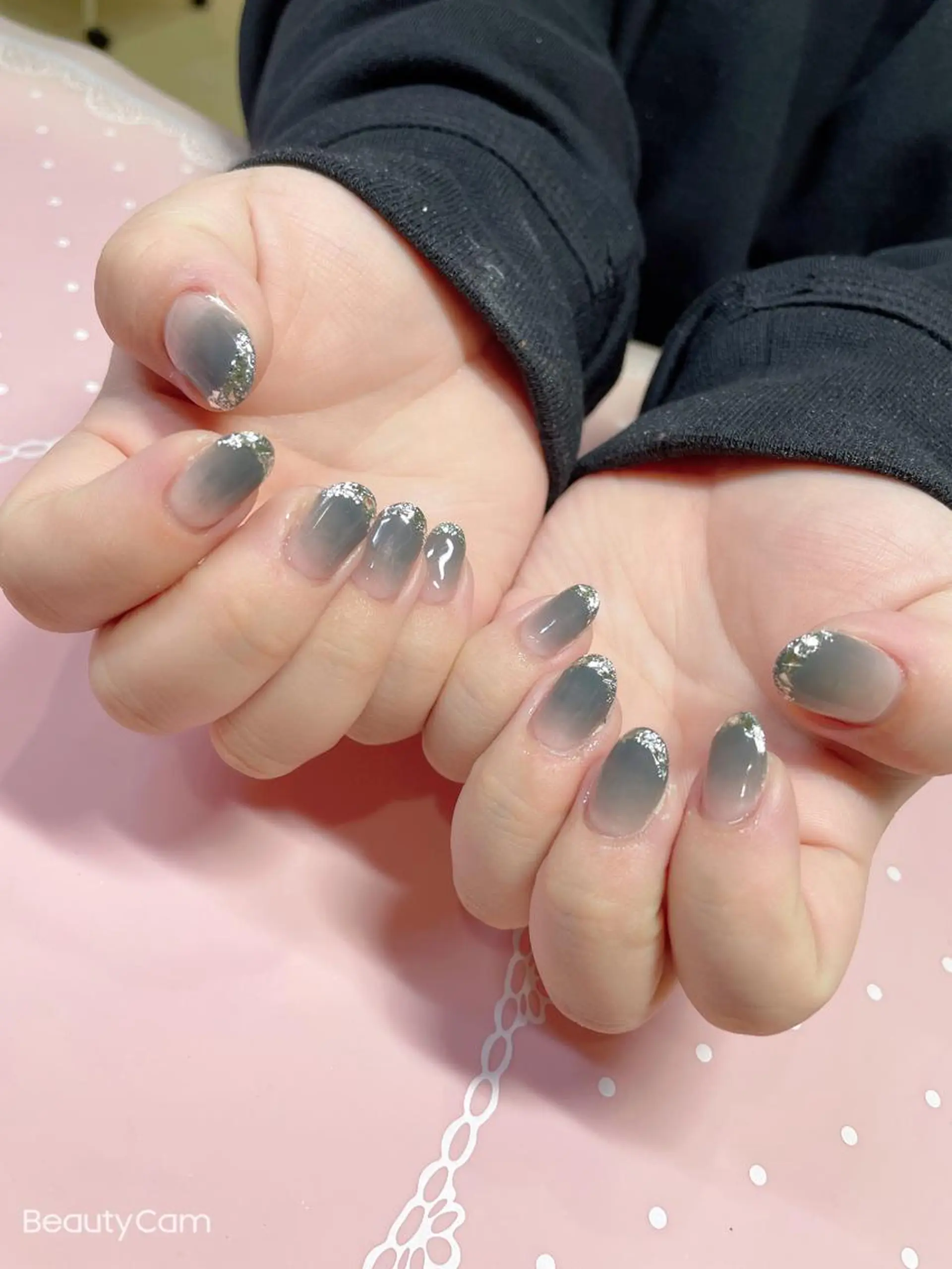 ショート ネイル フレンチネイル ガラスフレンチ グラデーション ハンドネイル 《LB》ラブリエ Nail&eyeのマツエク・マツパデザイン