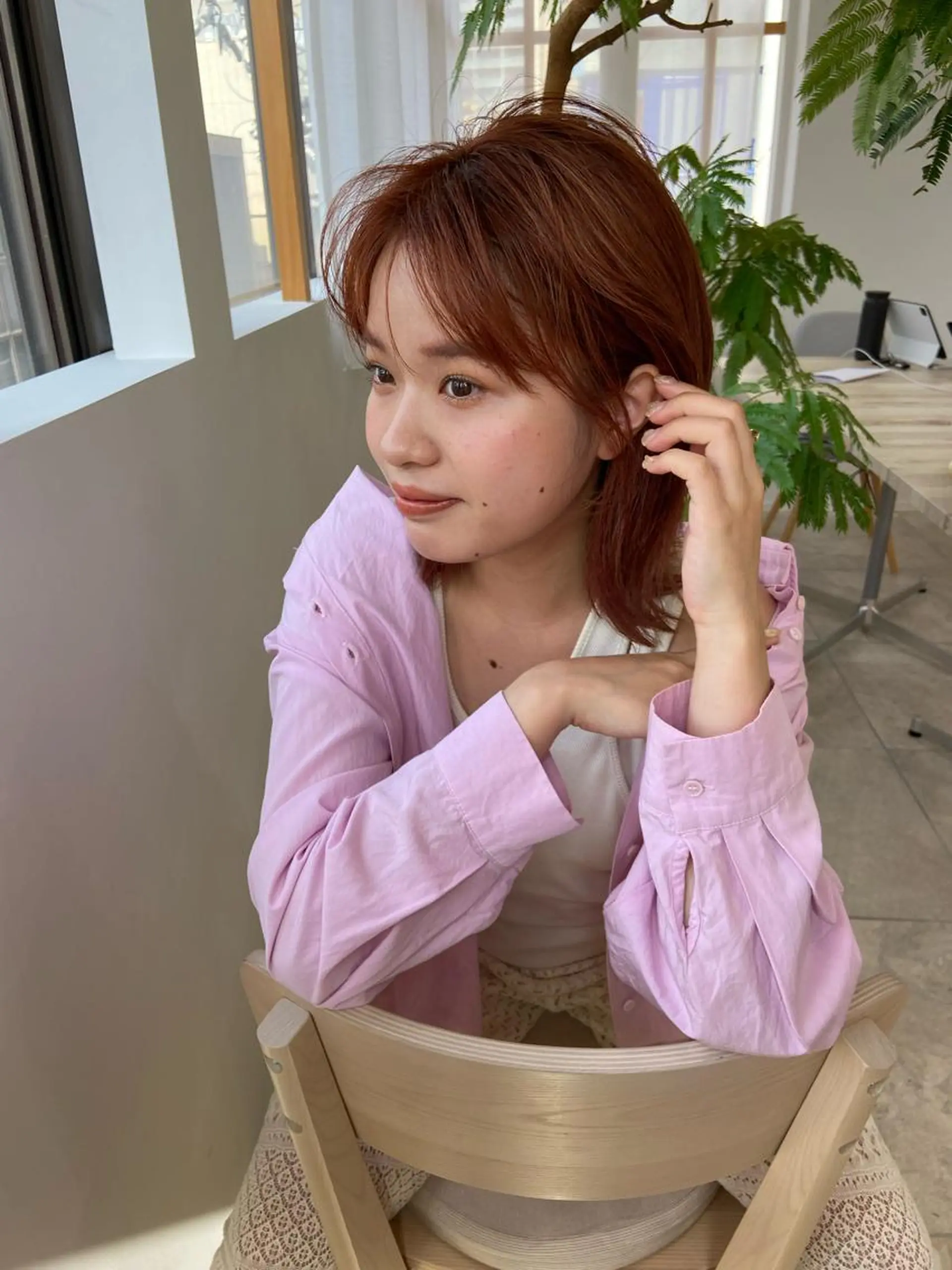 ミディアム カラー ヘアアレンジ カット ヘアカラー トリートメント 田中 あやなのヘアスタイル